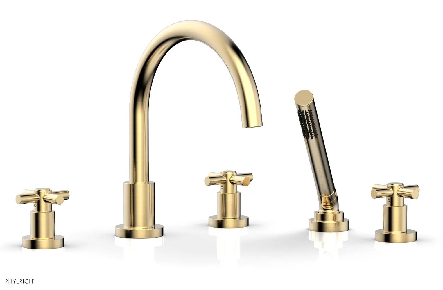 Phylrich BASIC Deck Tub Set with Hand Shower - Tubular Cross Handles by Phylrich