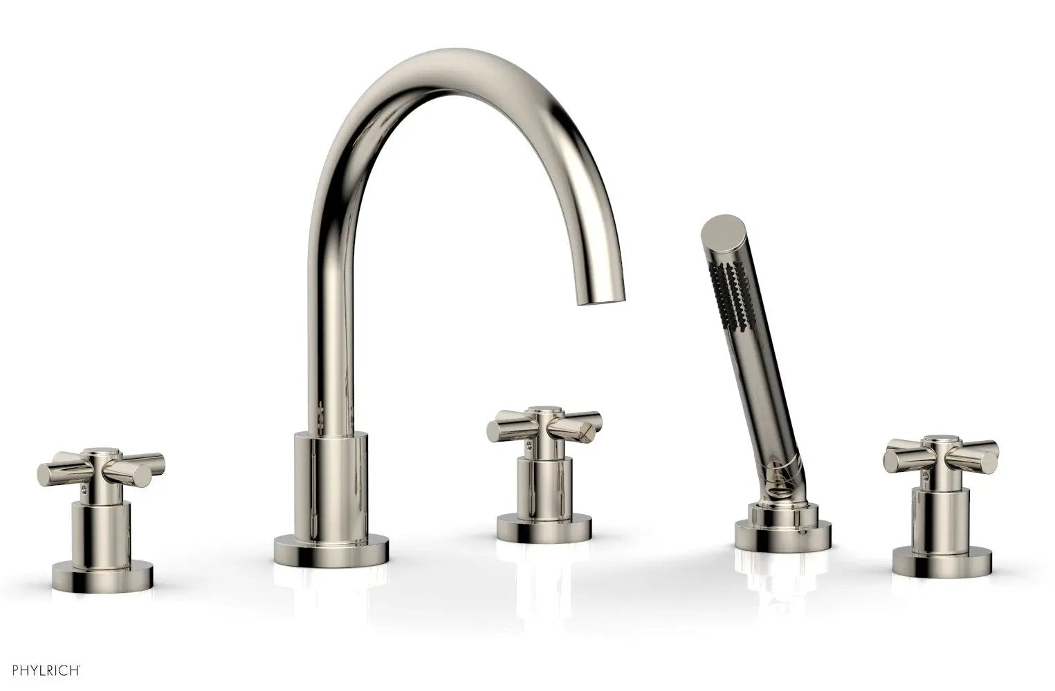 Phylrich BASIC Deck Tub Set with Hand Shower - Tubular Cross Handles by Phylrich