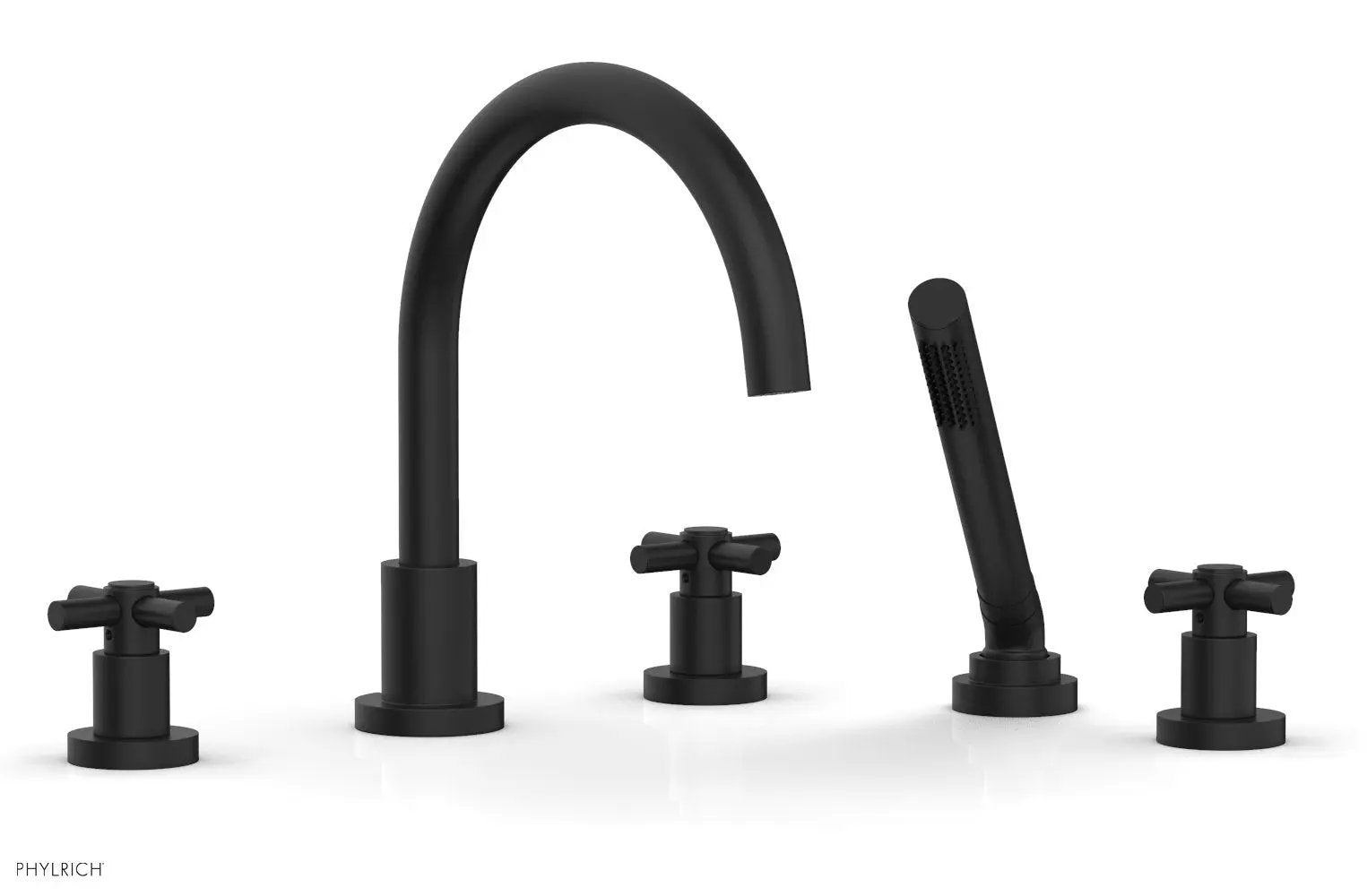 Phylrich BASIC Deck Tub Set with Hand Shower - Tubular Cross Handles by Phylrich