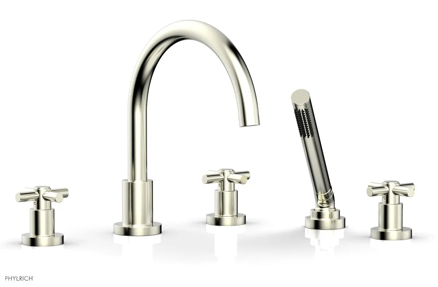 Phylrich BASIC Deck Tub Set with Hand Shower - Tubular Cross Handles by Phylrich