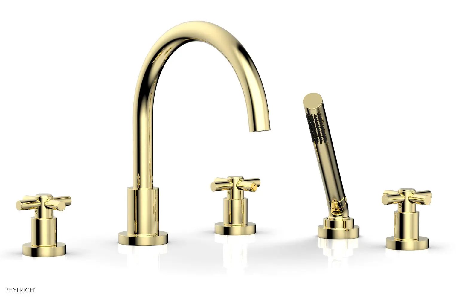 Phylrich BASIC Deck Tub Set with Hand Shower - Tubular Cross Handles by Phylrich