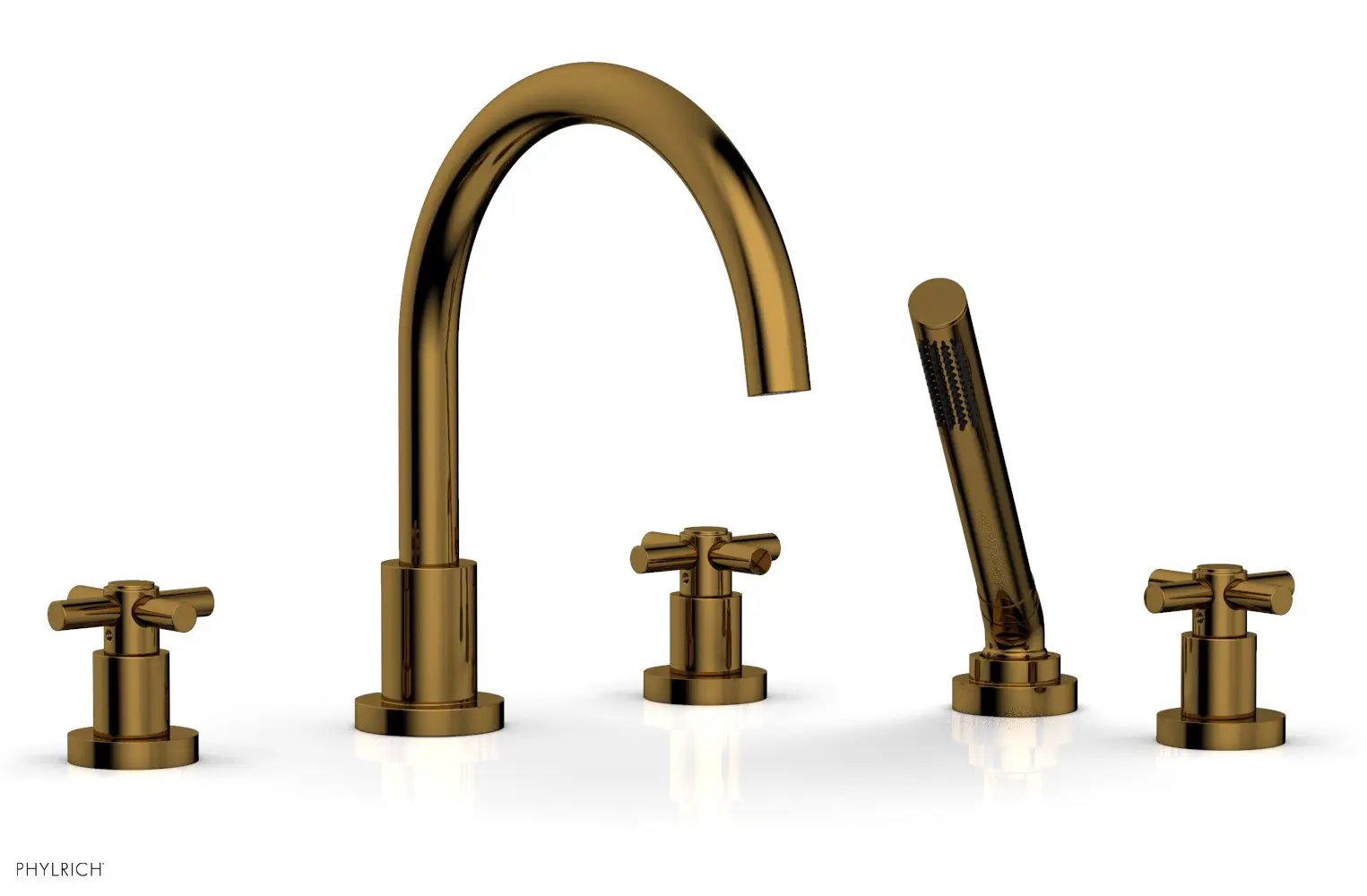 Phylrich BASIC Deck Tub Set with Hand Shower - Tubular Cross Handles by Phylrich
