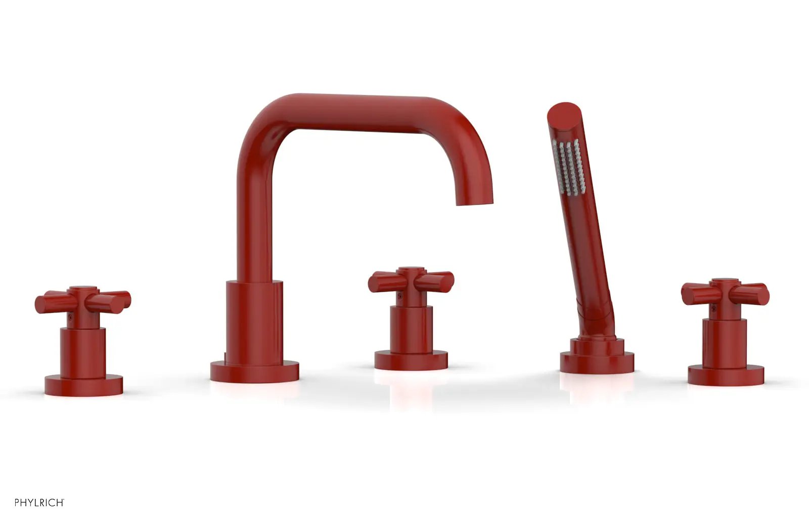 Phylrich BASIC Deck Tub Set with Hand Shower - Tubular Cross Handles by Phylrich