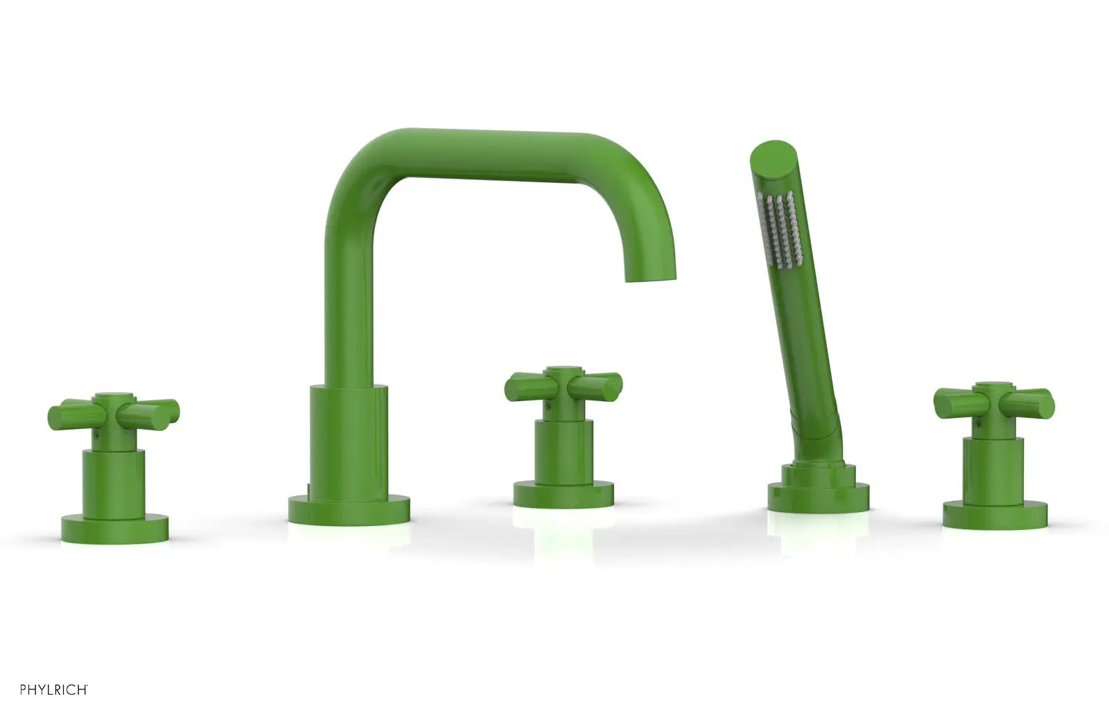 Phylrich BASIC Deck Tub Set with Hand Shower - Tubular Cross Handles by Phylrich