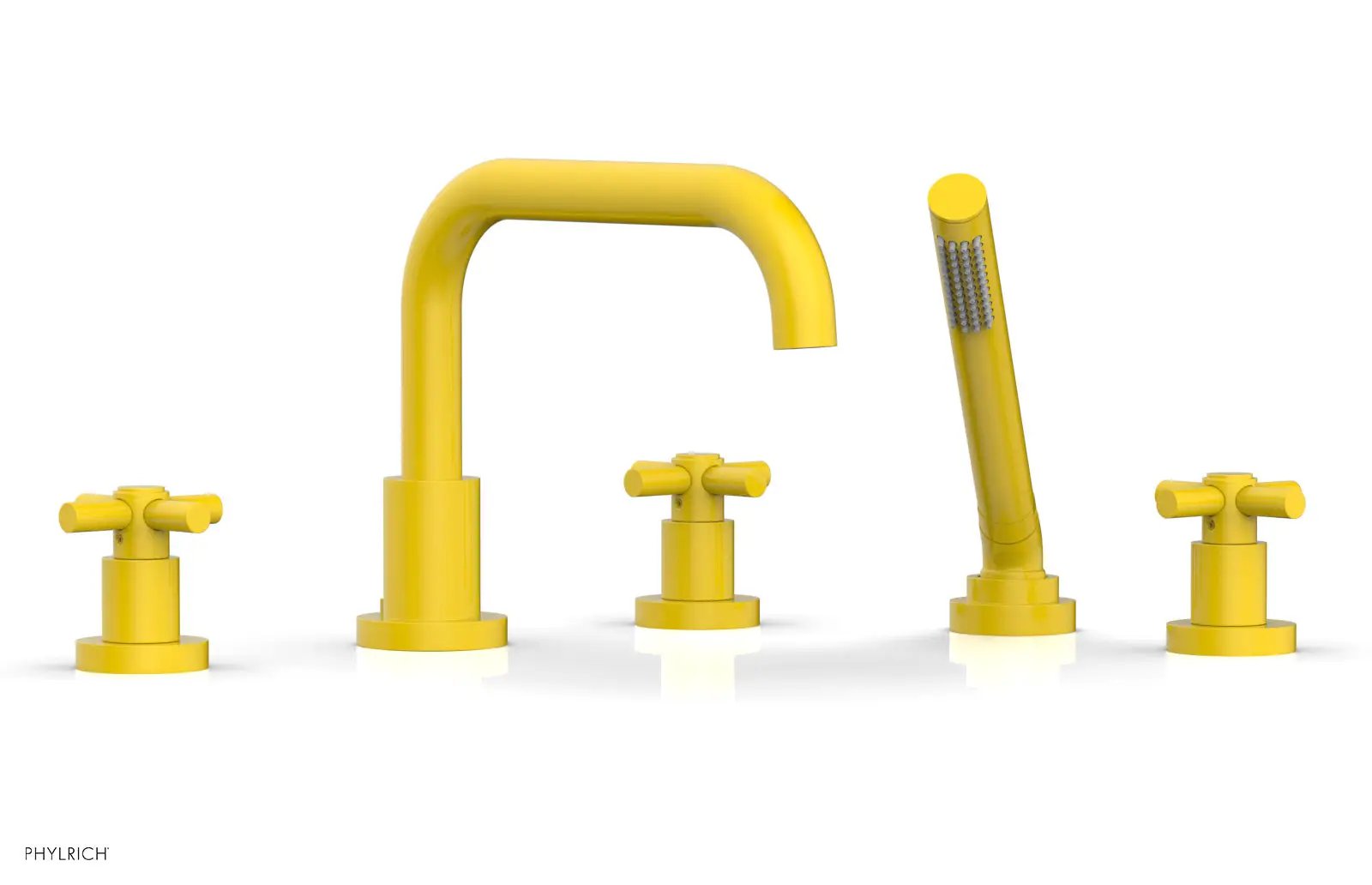 Phylrich BASIC Deck Tub Set with Hand Shower - Tubular Cross Handles by Phylrich