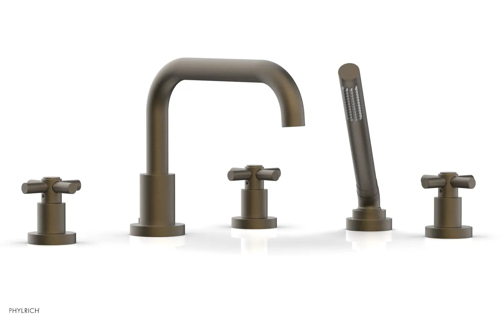 Phylrich BASIC Deck Tub Set with Hand Shower - Tubular Cross Handles by Phylrich