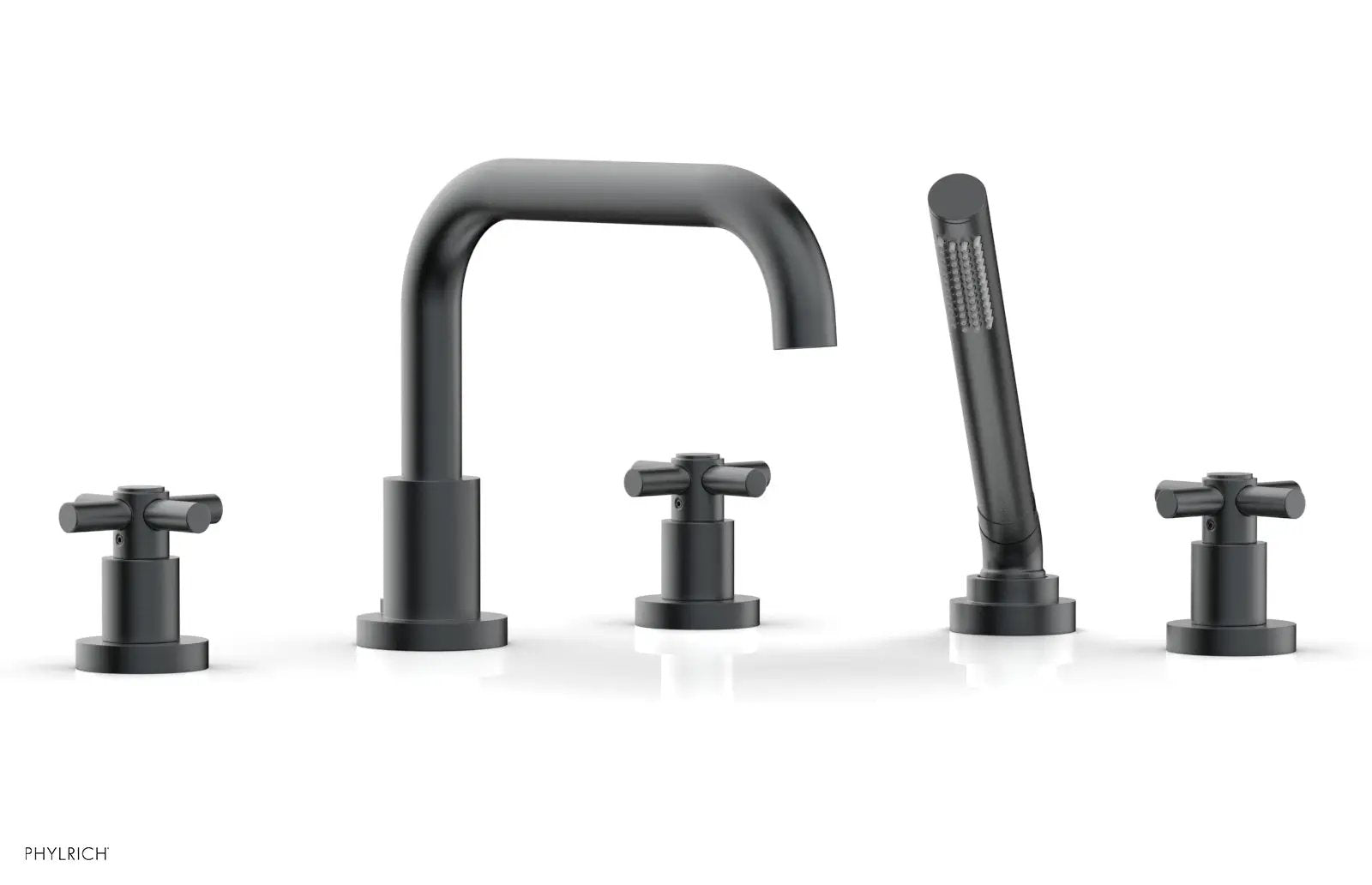 Phylrich BASIC Deck Tub Set with Hand Shower - Tubular Cross Handles by Phylrich