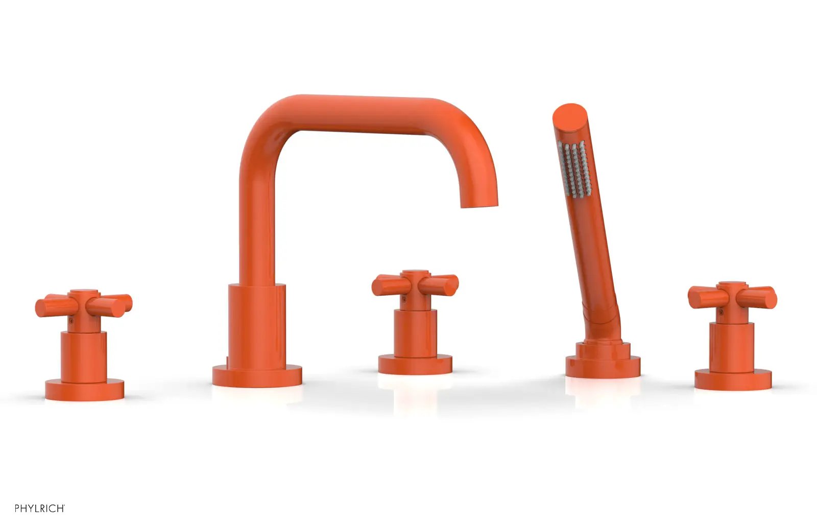 Phylrich BASIC Deck Tub Set with Hand Shower - Tubular Cross Handles by Phylrich
