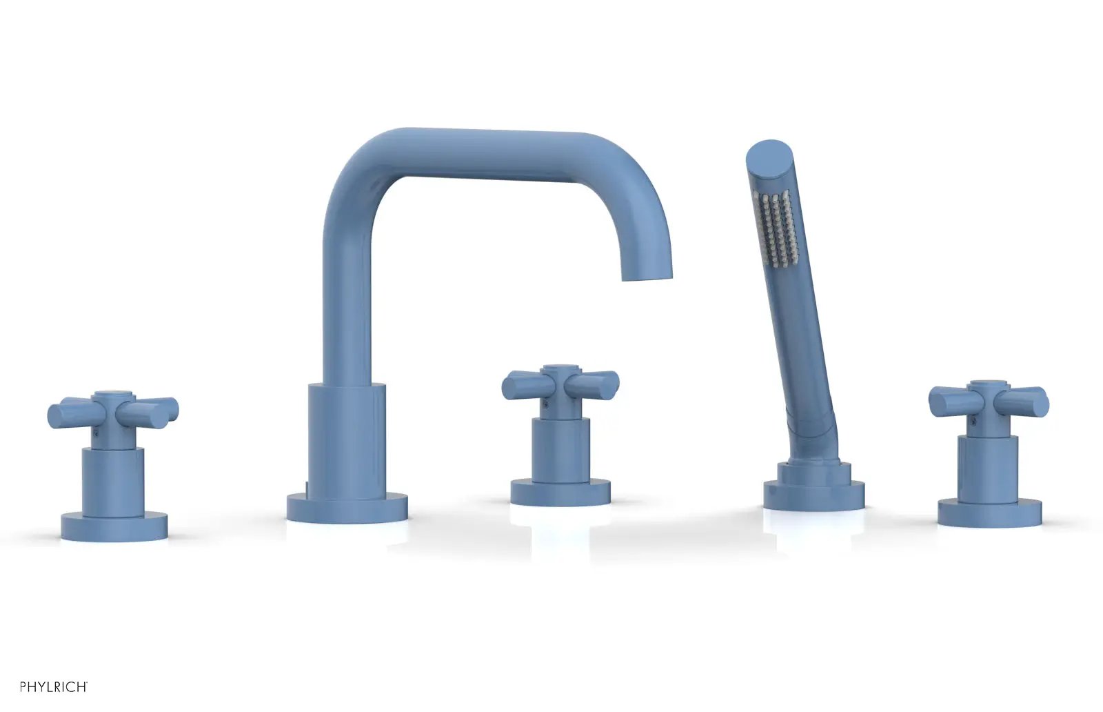 Phylrich BASIC Deck Tub Set with Hand Shower - Tubular Cross Handles by Phylrich