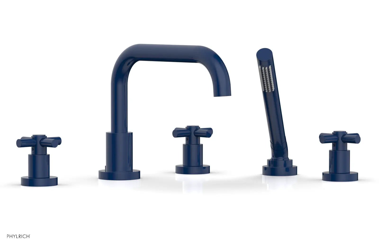 Phylrich BASIC Deck Tub Set with Hand Shower - Tubular Cross Handles by Phylrich