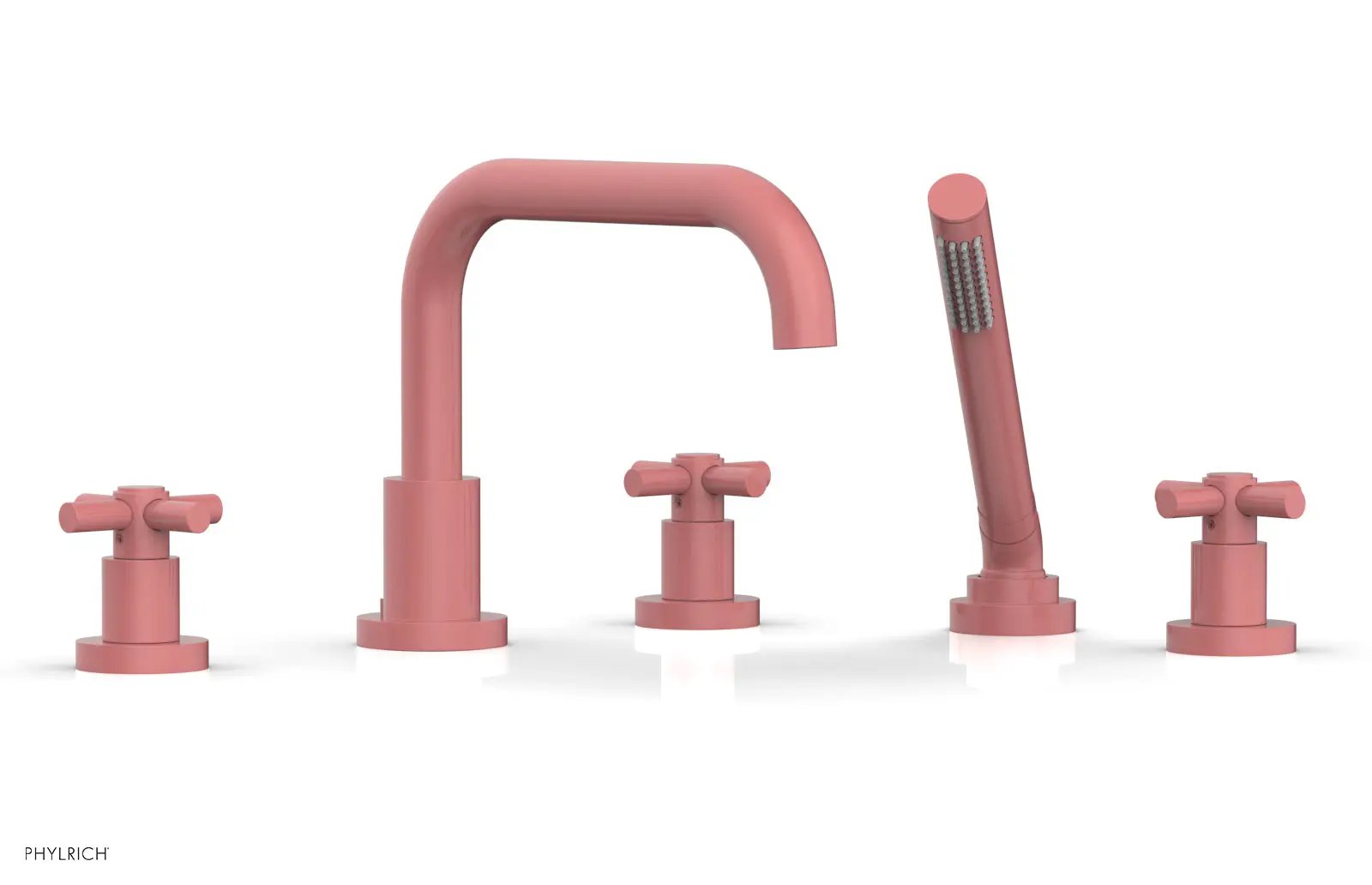 Phylrich BASIC Deck Tub Set with Hand Shower - Tubular Cross Handles by Phylrich