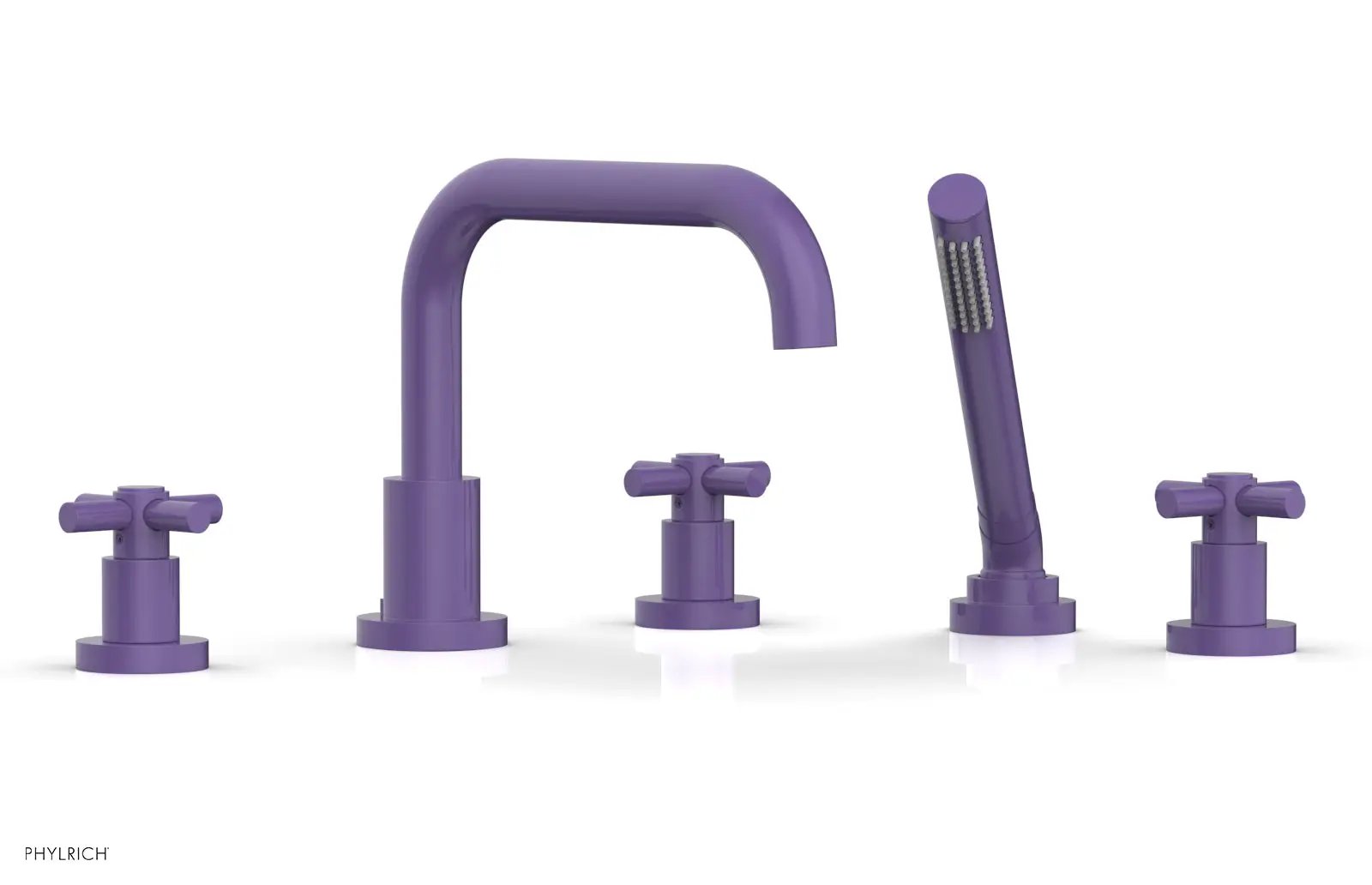 Phylrich BASIC Deck Tub Set with Hand Shower - Tubular Cross Handles by Phylrich