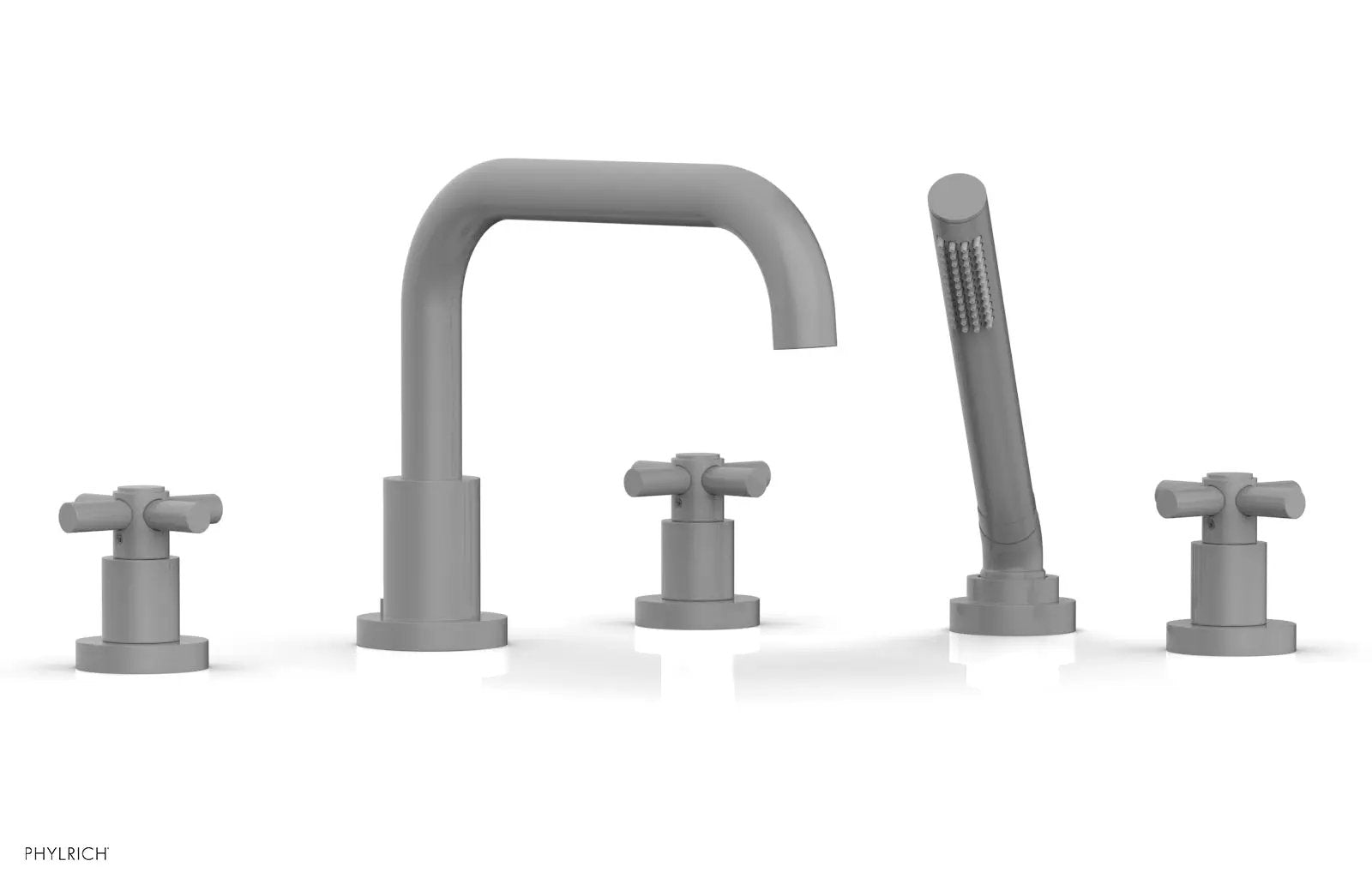 Phylrich BASIC Deck Tub Set with Hand Shower - Tubular Cross Handles by Phylrich