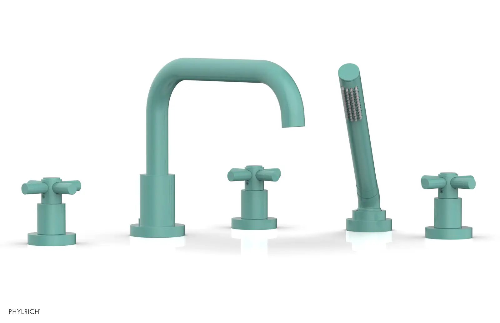 Phylrich BASIC Deck Tub Set with Hand Shower - Tubular Cross Handles by Phylrich