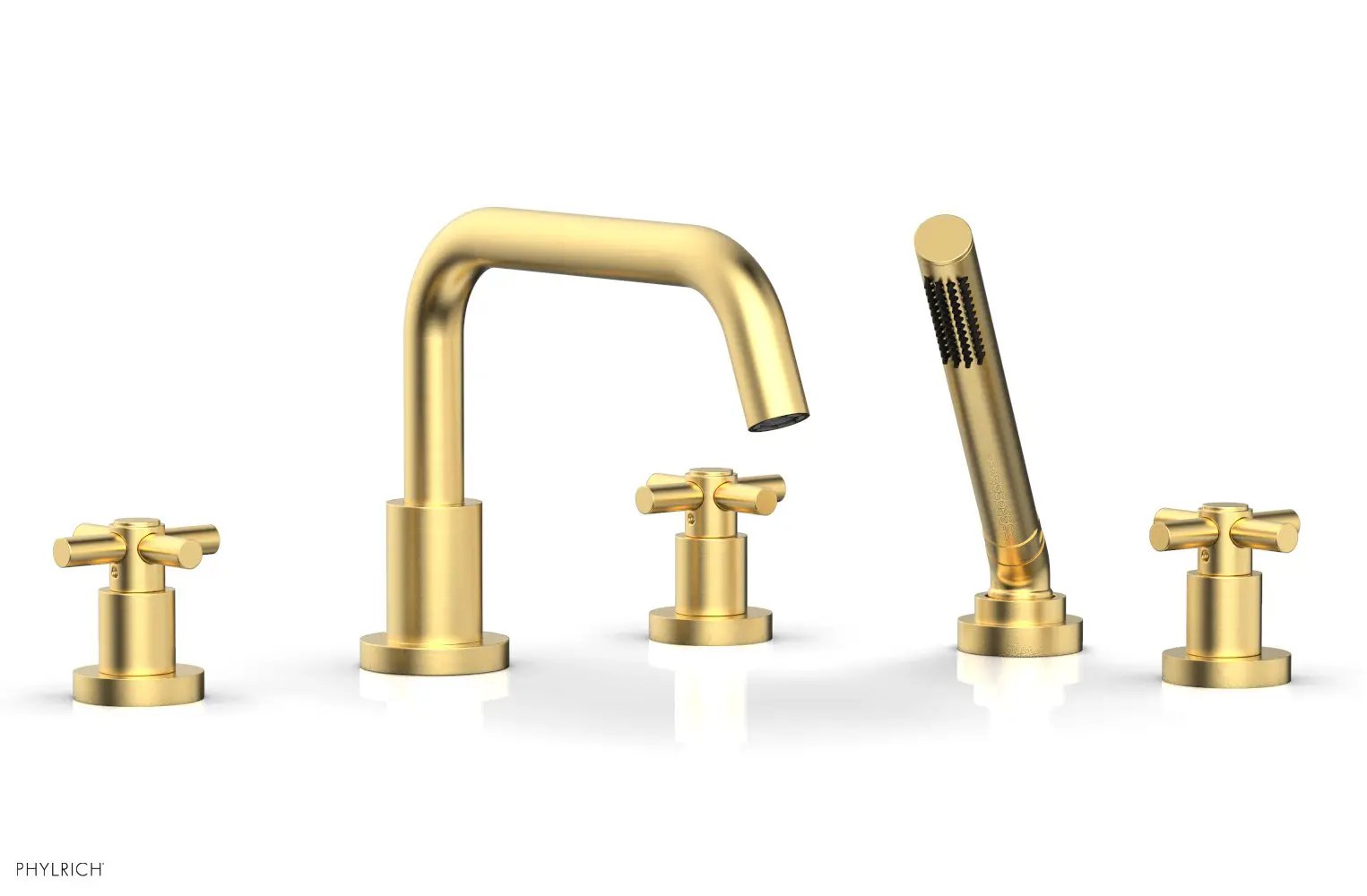 Phylrich BASIC Deck Tub Set with Hand Shower - Tubular Cross Handles by Phylrich