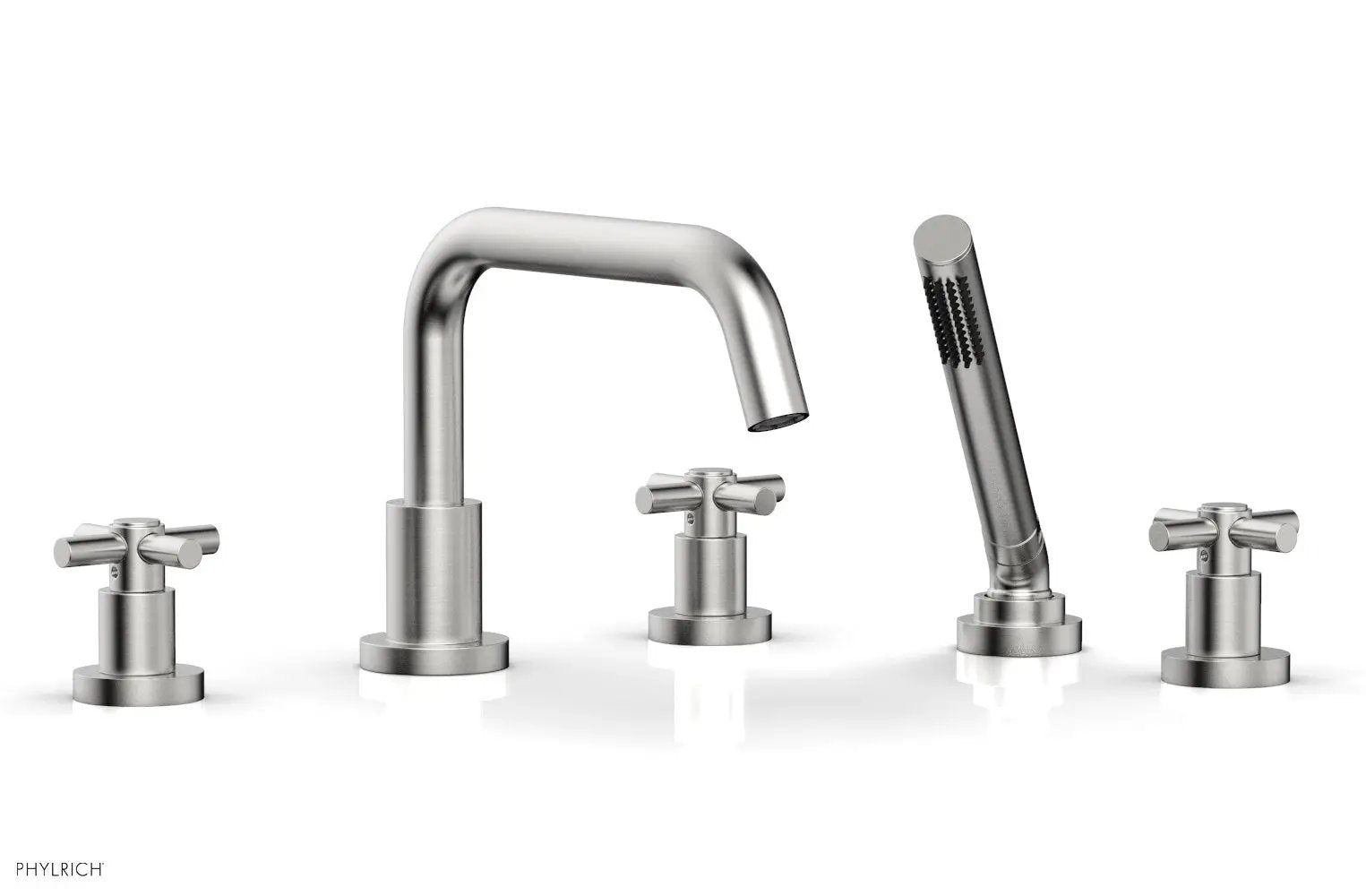 Phylrich BASIC Deck Tub Set with Hand Shower - Tubular Cross Handles by Phylrich