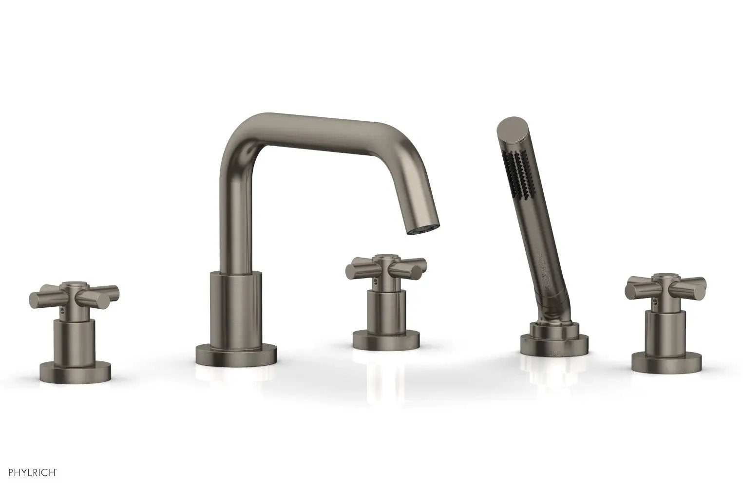 Phylrich BASIC Deck Tub Set with Hand Shower - Tubular Cross Handles by Phylrich