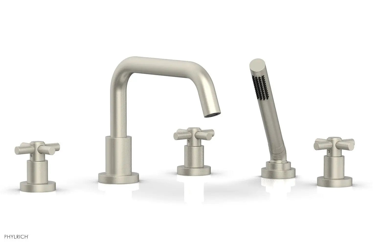 Phylrich BASIC Deck Tub Set with Hand Shower - Tubular Cross Handles by Phylrich