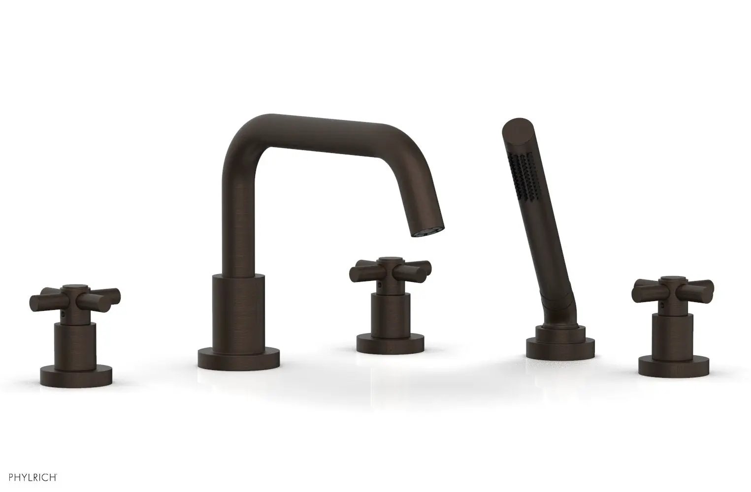 Phylrich BASIC Deck Tub Set with Hand Shower - Tubular Cross Handles by Phylrich