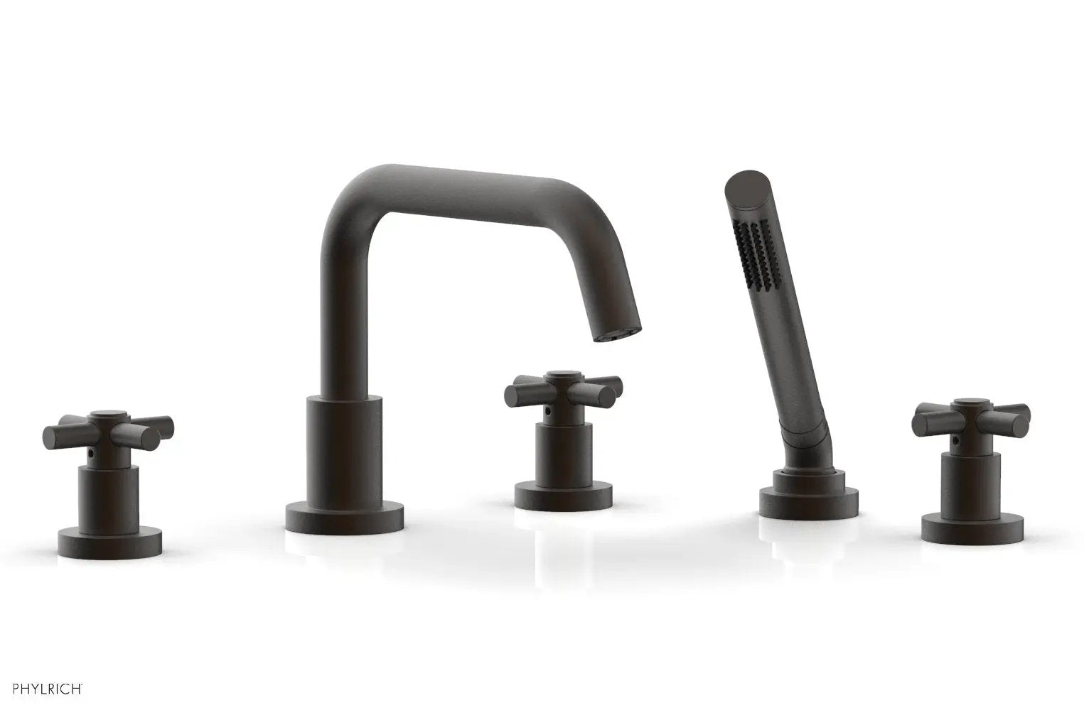 Phylrich BASIC Deck Tub Set with Hand Shower - Tubular Cross Handles by Phylrich