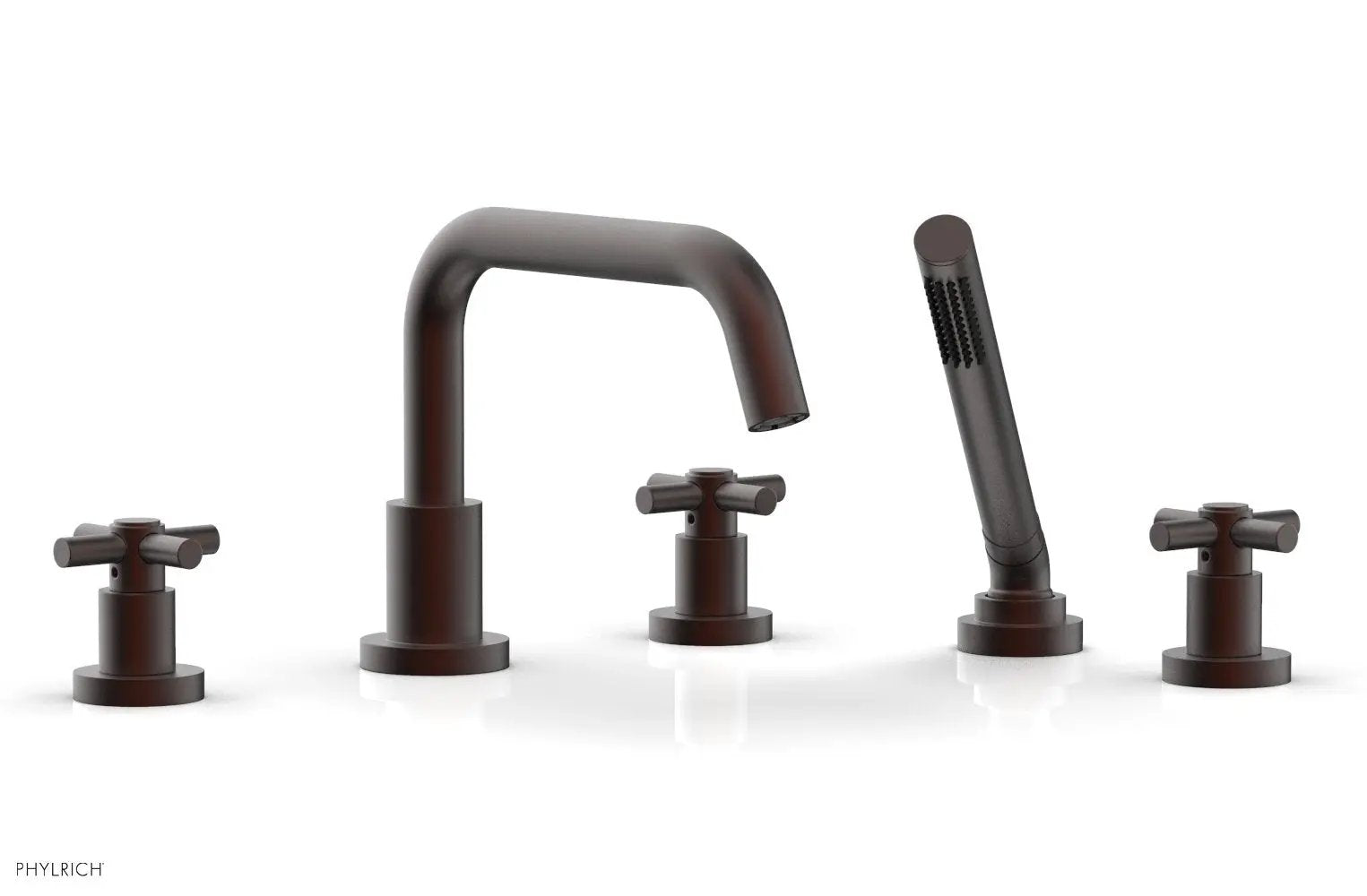 Phylrich BASIC Deck Tub Set with Hand Shower - Tubular Cross Handles by Phylrich