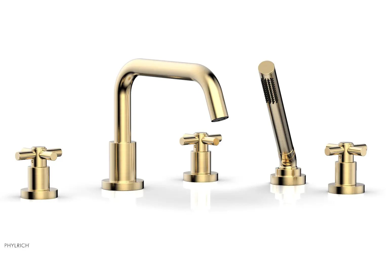 Phylrich BASIC Deck Tub Set with Hand Shower - Tubular Cross Handles by Phylrich