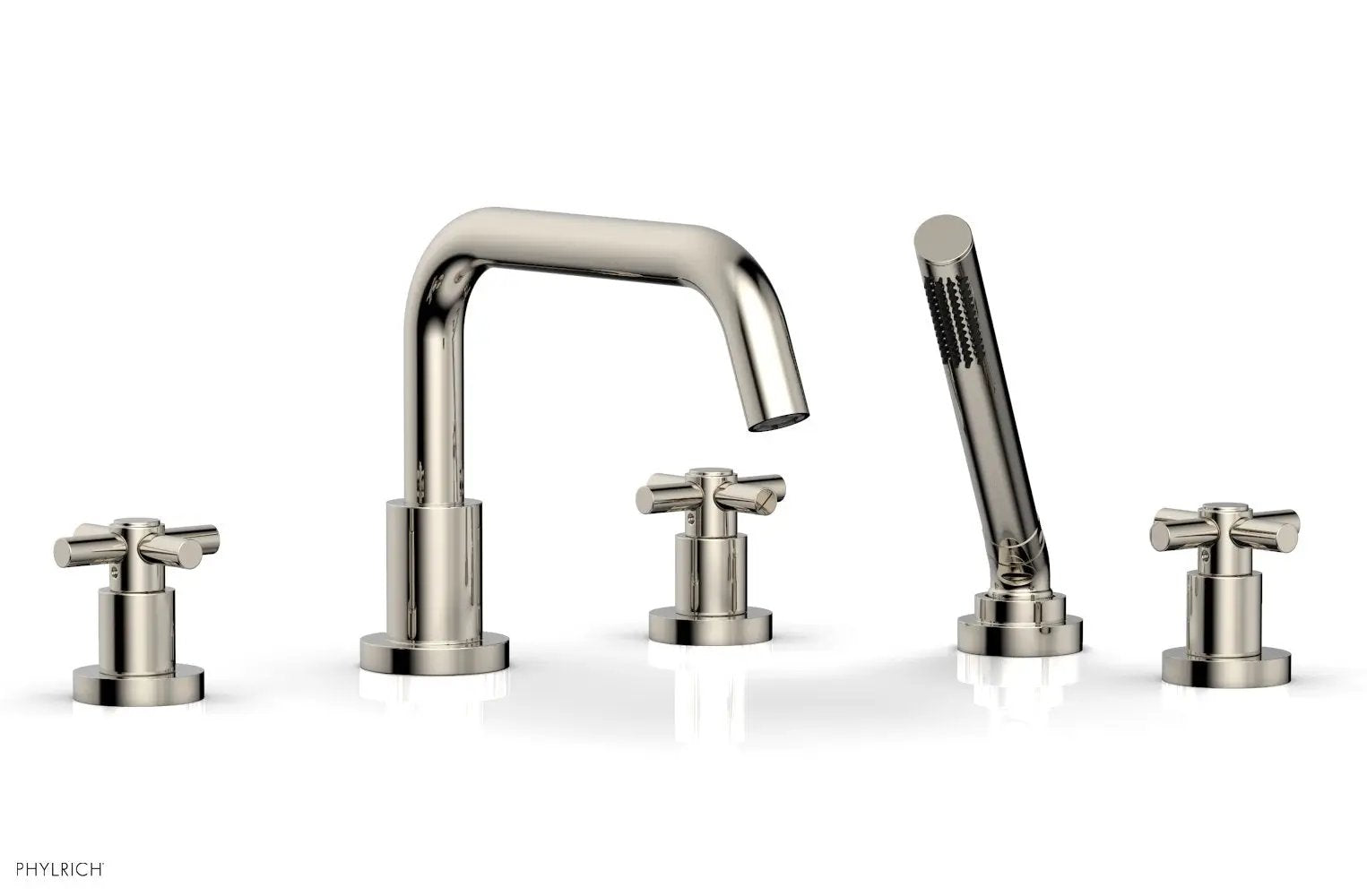 Phylrich BASIC Deck Tub Set with Hand Shower - Tubular Cross Handles by Phylrich