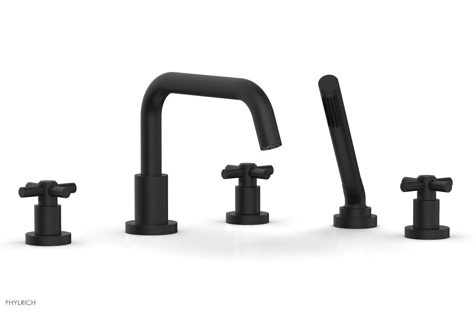Phylrich BASIC Deck Tub Set with Hand Shower - Tubular Cross Handles by Phylrich