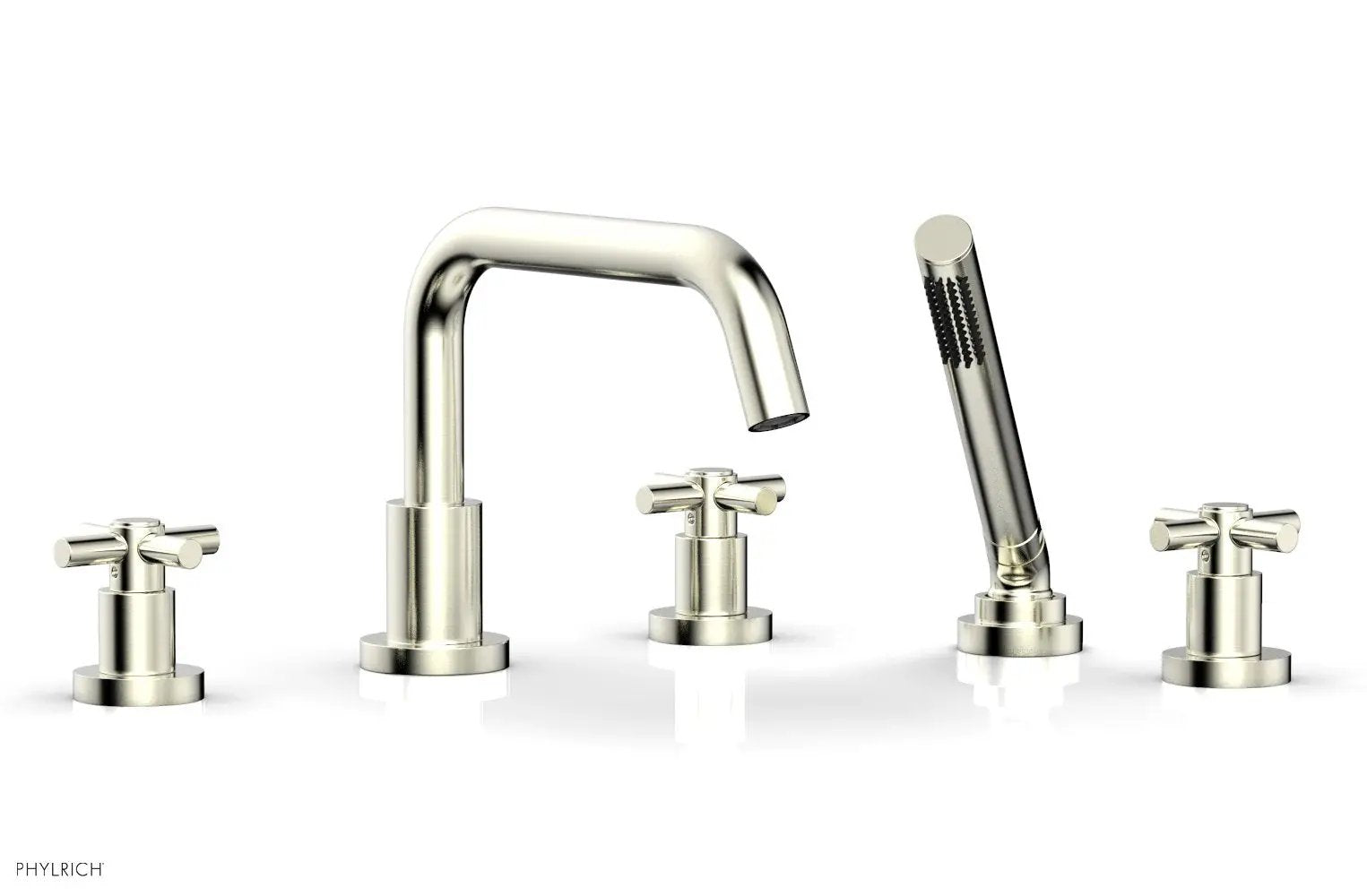 Phylrich BASIC Deck Tub Set with Hand Shower - Tubular Cross Handles by Phylrich