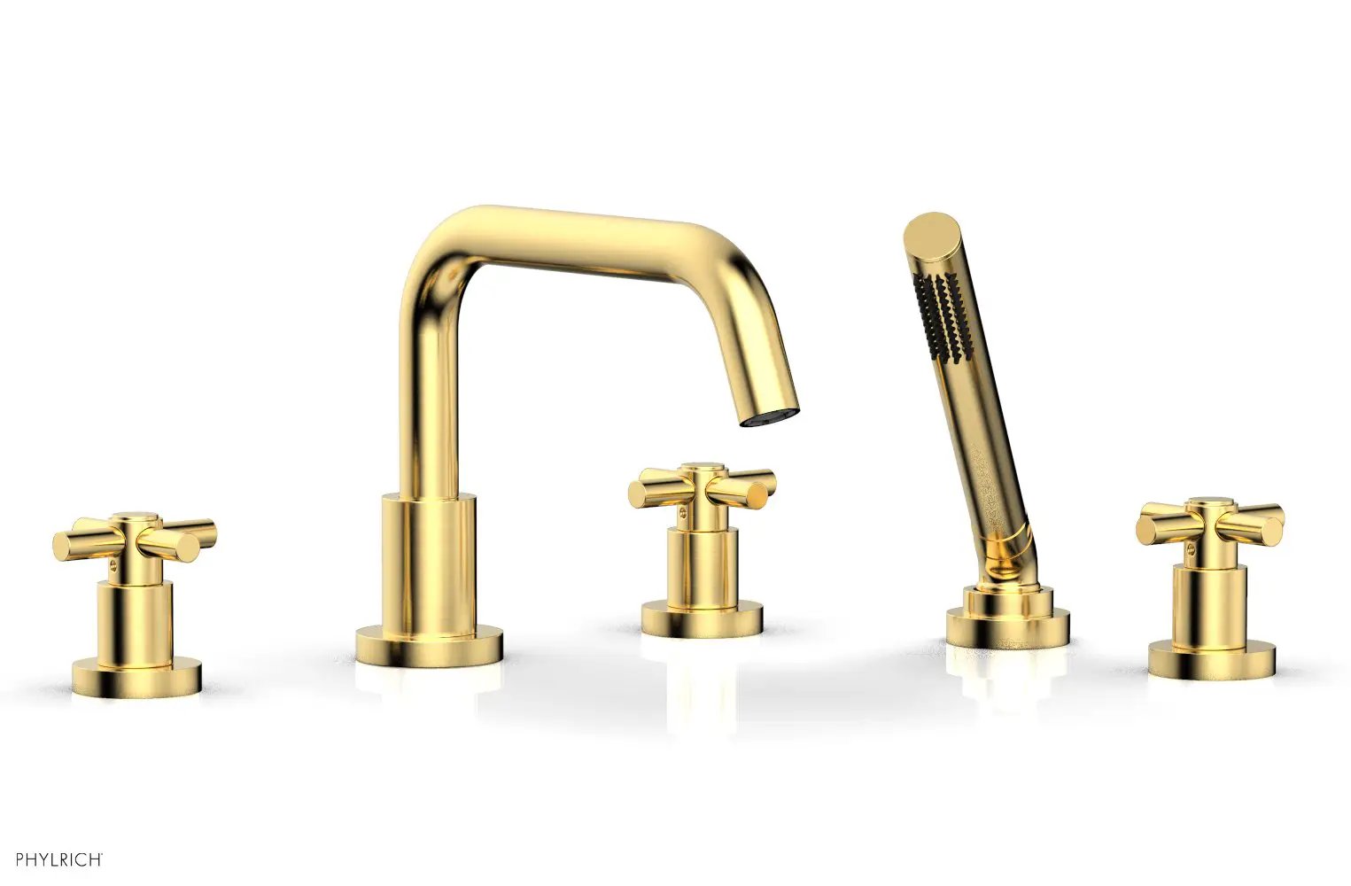 Phylrich BASIC Deck Tub Set with Hand Shower - Tubular Cross Handles by Phylrich