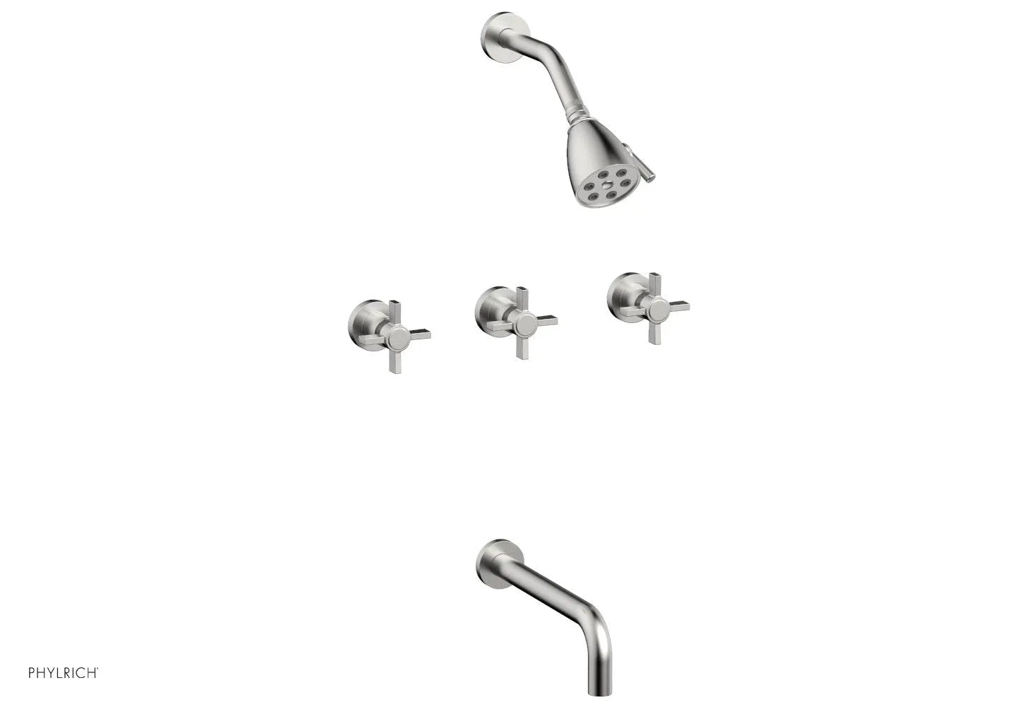Phylrich BASIC Three Handle Tub and Shower Set 10" Spout - Blade Cross Handles by Phylrich