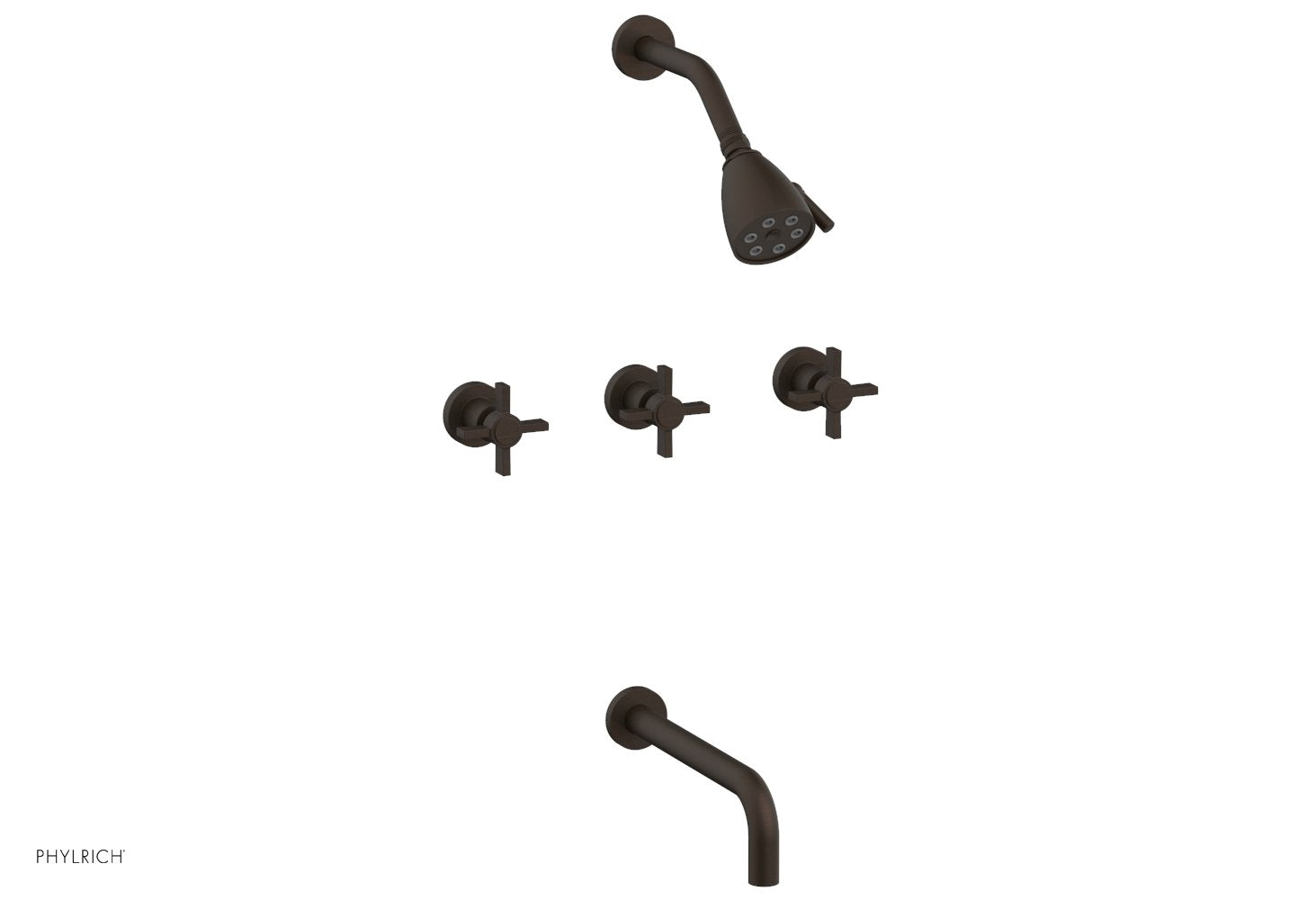 Phylrich BASIC Three Handle Tub and Shower Set 10" Spout - Blade Cross Handles by Phylrich