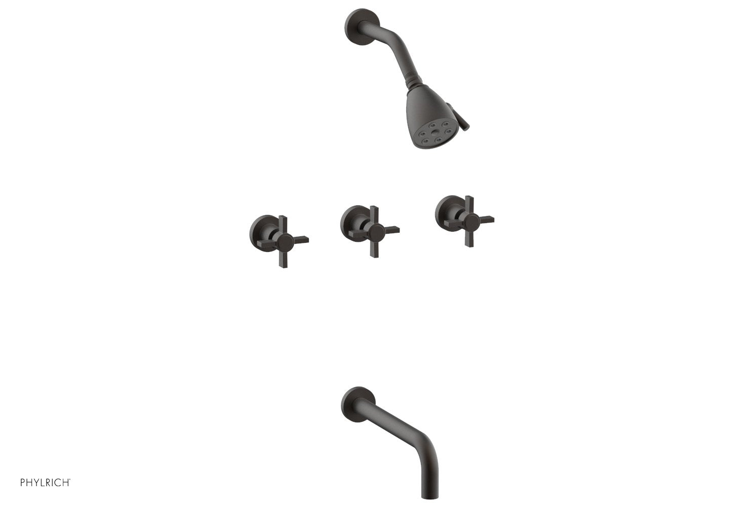 Phylrich BASIC Three Handle Tub and Shower Set 10" Spout - Blade Cross Handles by Phylrich