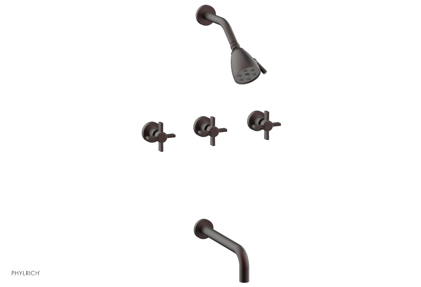 Phylrich BASIC Three Handle Tub and Shower Set 10" Spout - Blade Cross Handles by Phylrich