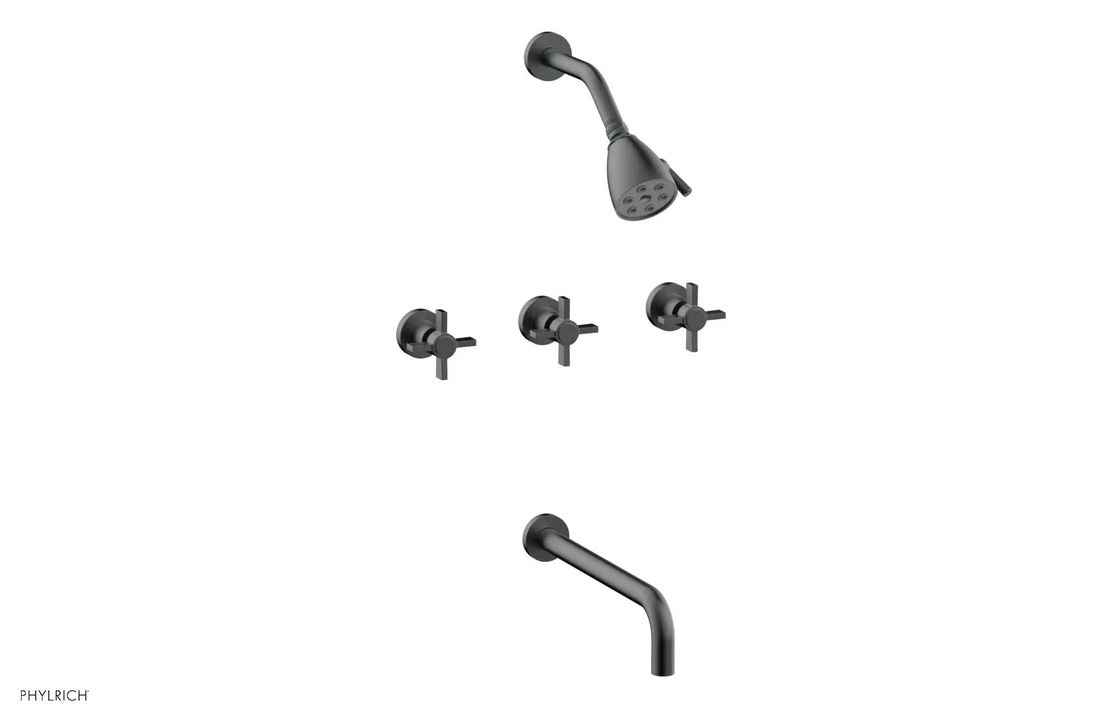 Phylrich BASIC Three Handle Tub and Shower Set 12" Spout - Blade Cross Handles by Phylrich