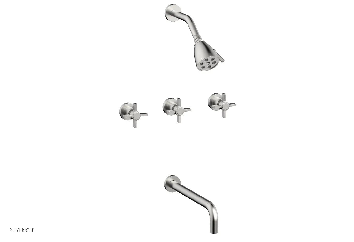 Phylrich BASIC Three Handle Tub and Shower Set 12" Spout - Blade Cross Handles by Phylrich