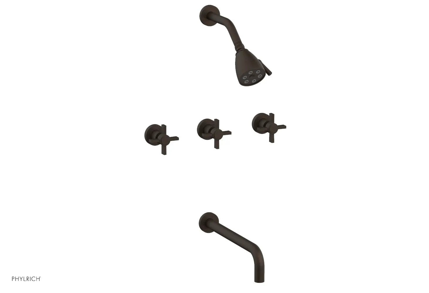 Phylrich BASIC Three Handle Tub and Shower Set 12" Spout - Blade Cross Handles by Phylrich