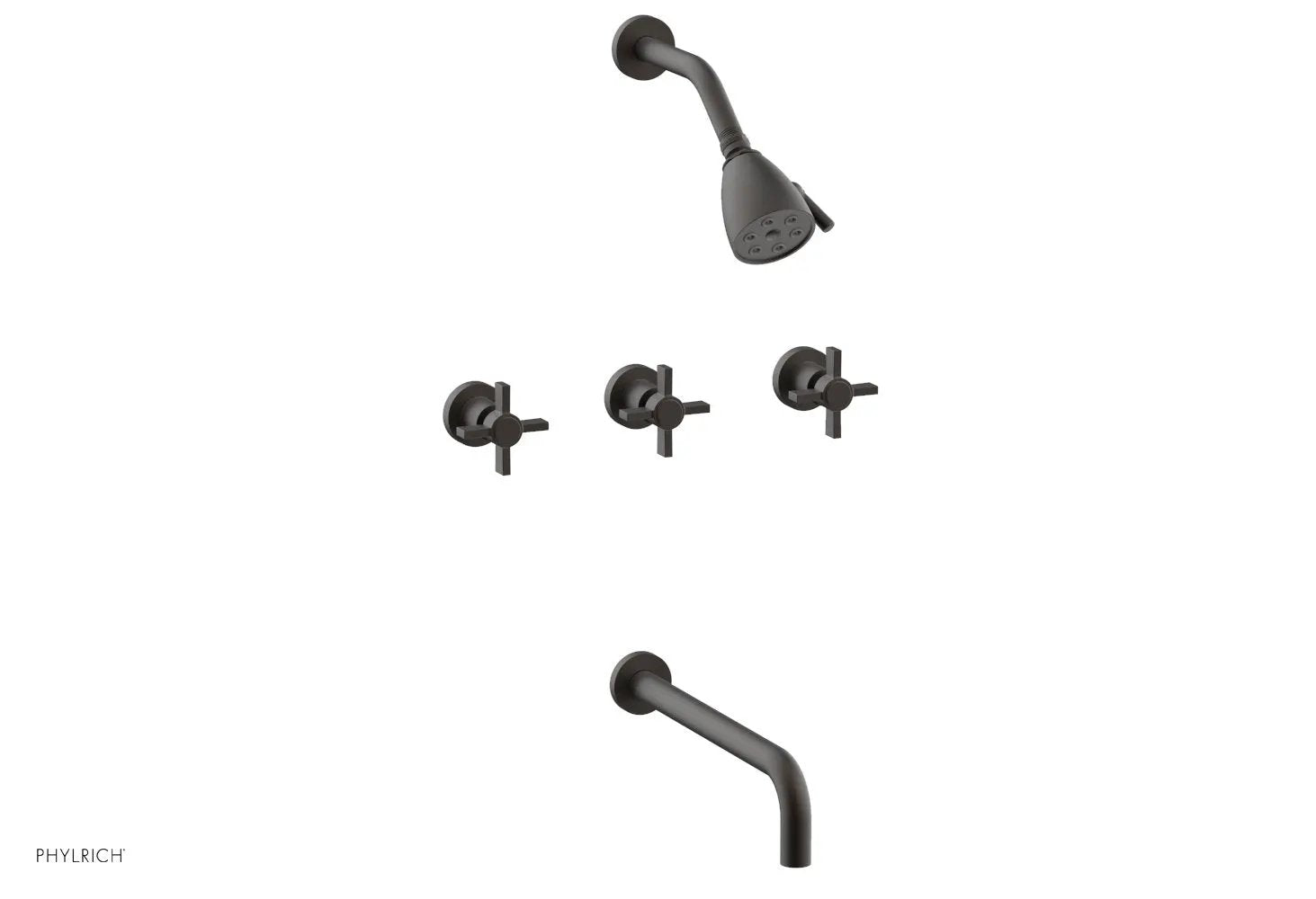 Phylrich BASIC Three Handle Tub and Shower Set 12" Spout - Blade Cross Handles by Phylrich