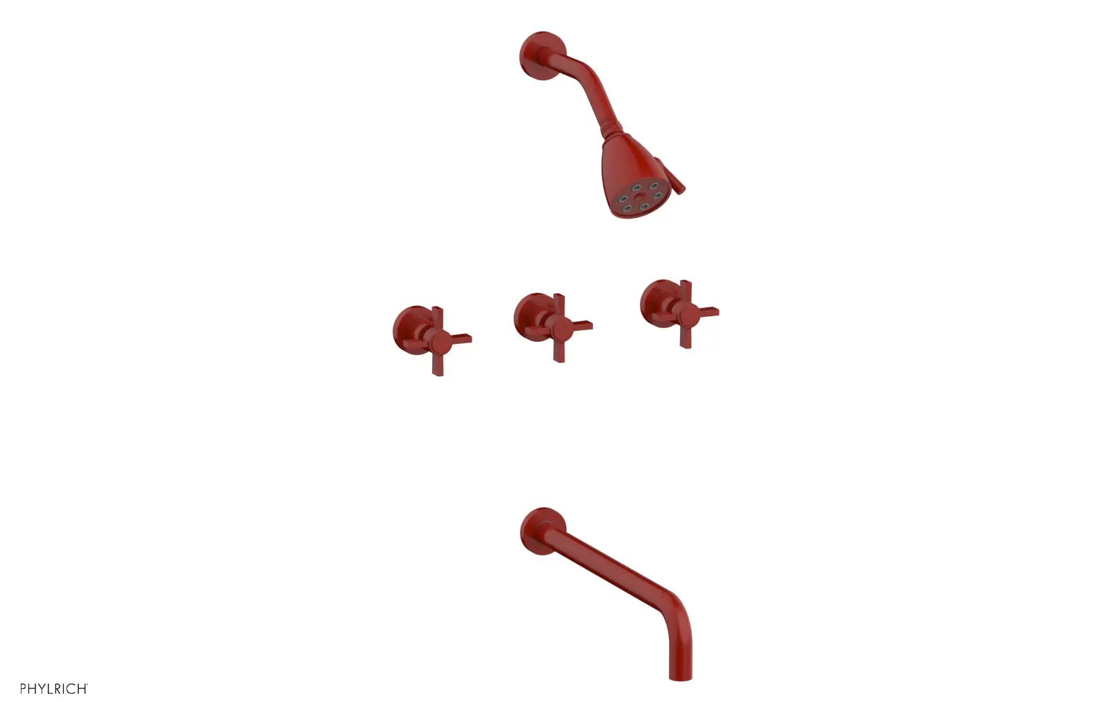 Phylrich BASIC Three Handle Tub and Shower Set 14" Spout - Blade Cross Handles by Phylrich