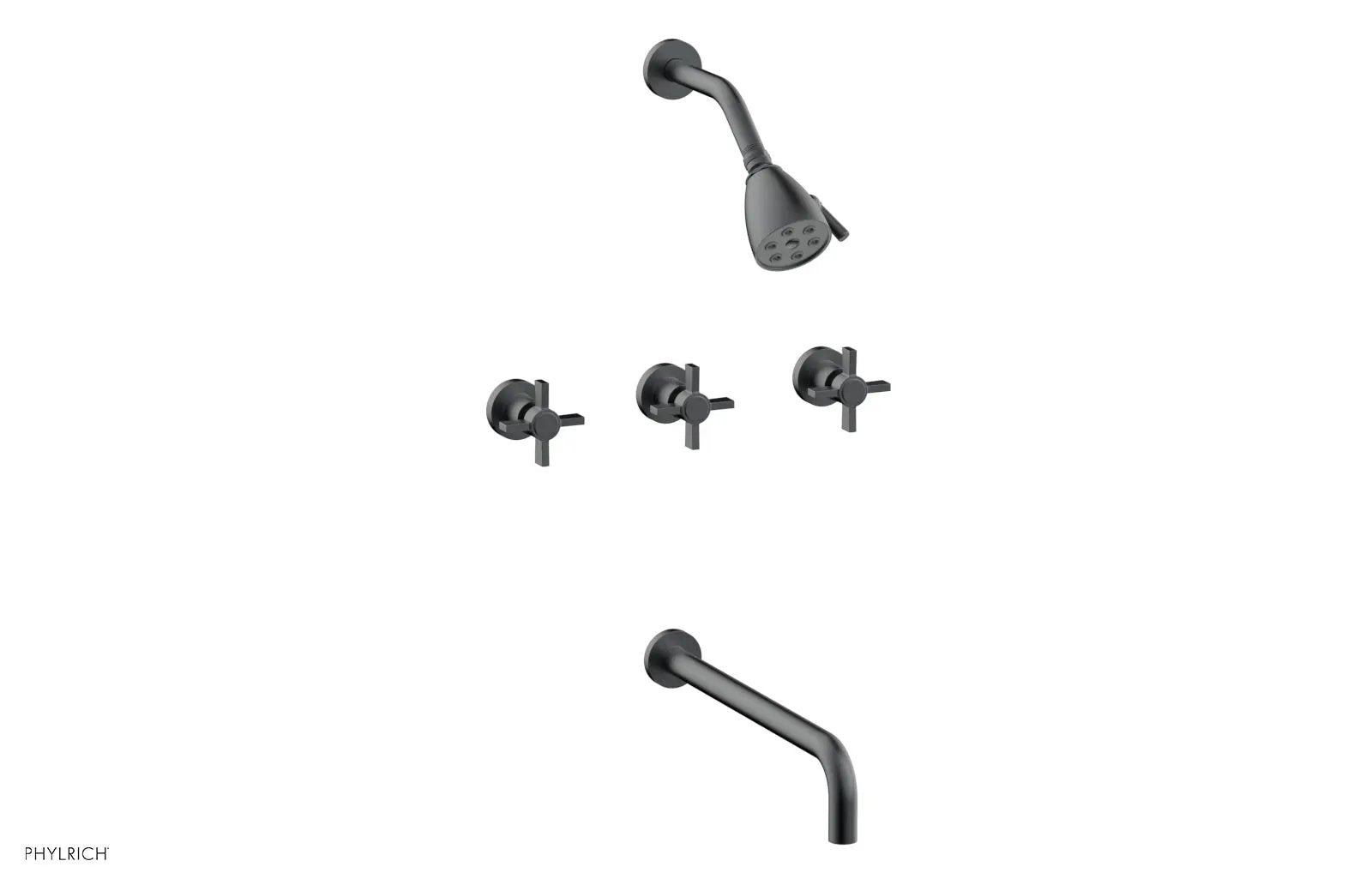 Phylrich BASIC Three Handle Tub and Shower Set 14" Spout - Blade Cross Handles by Phylrich