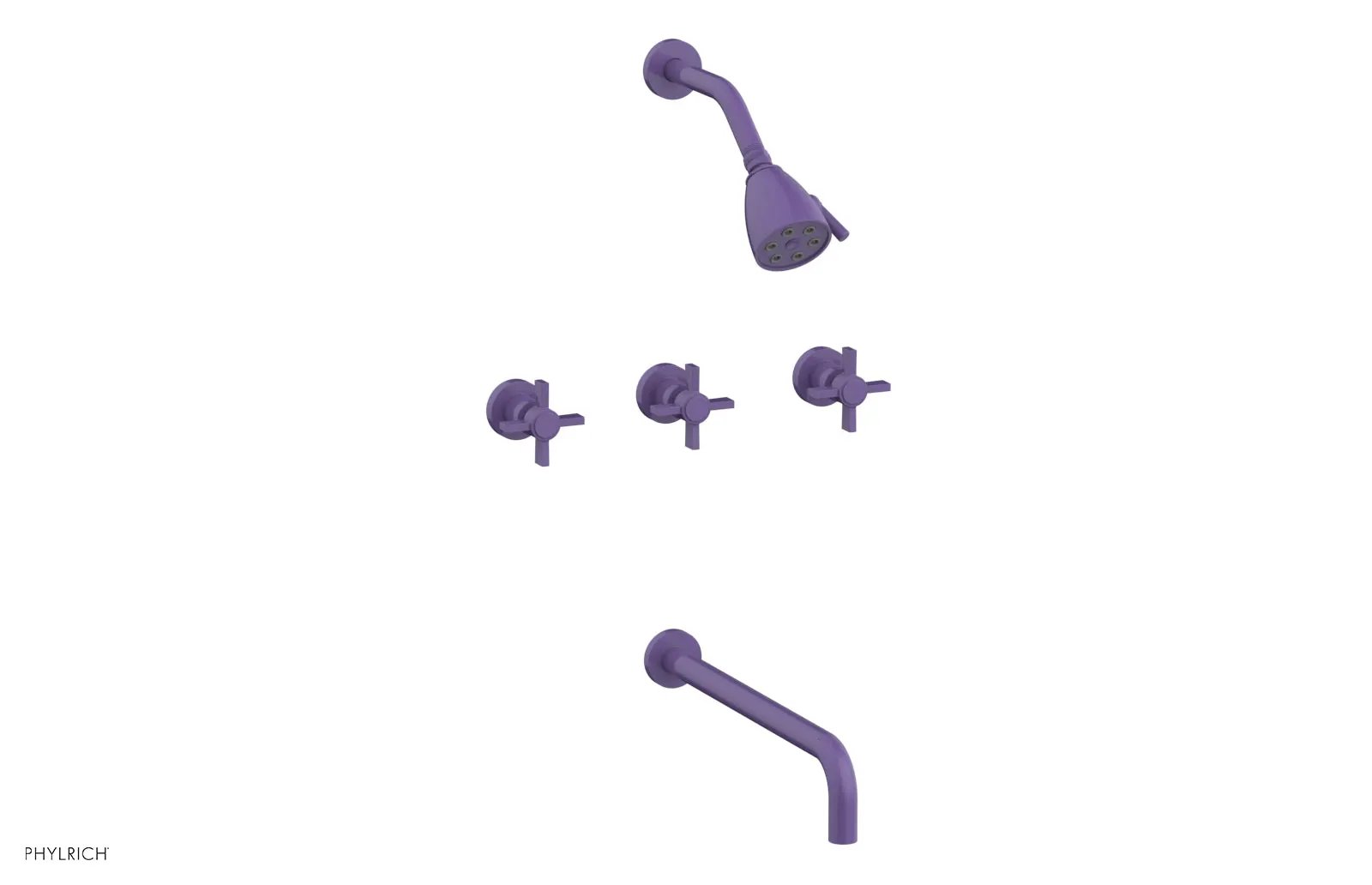 Phylrich BASIC Three Handle Tub and Shower Set 14" Spout - Blade Cross Handles by Phylrich