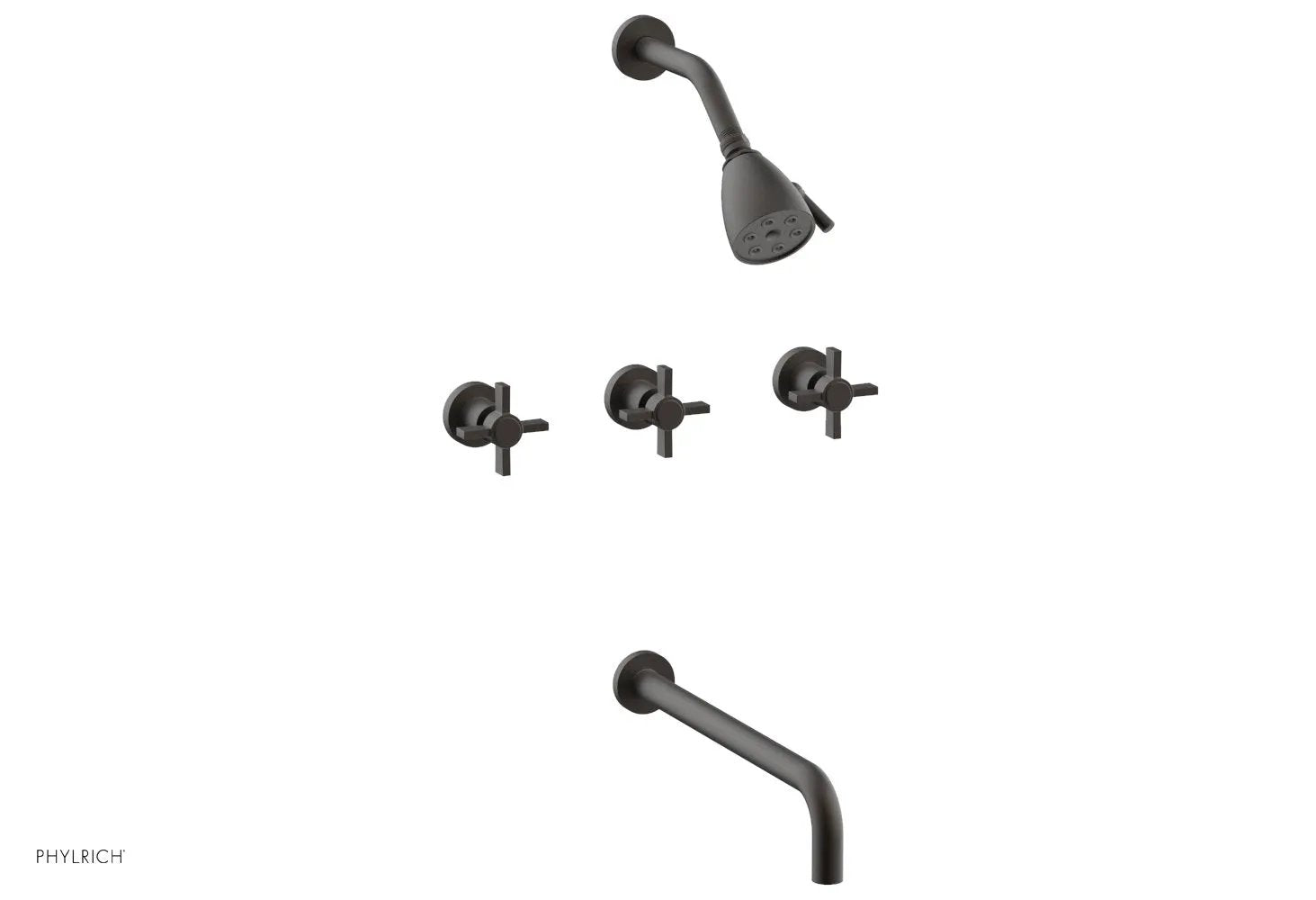 Phylrich BASIC Three Handle Tub and Shower Set 14" Spout - Blade Cross Handles by Phylrich