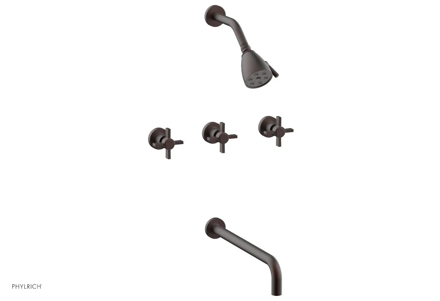 Phylrich BASIC Three Handle Tub and Shower Set 14" Spout - Blade Cross Handles by Phylrich