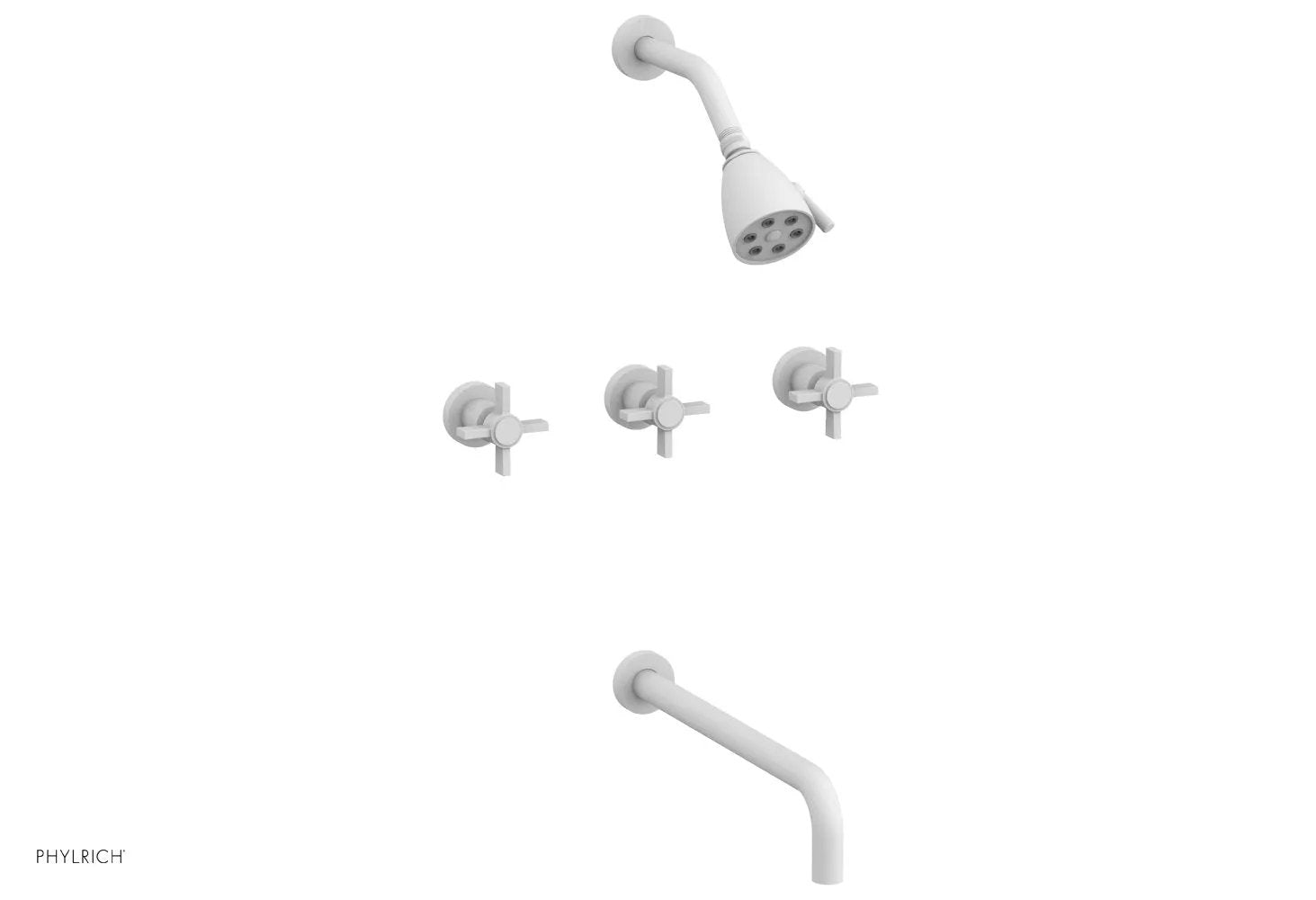 Phylrich BASIC Three Handle Tub and Shower Set 14" Spout - Blade Cross Handles by Phylrich