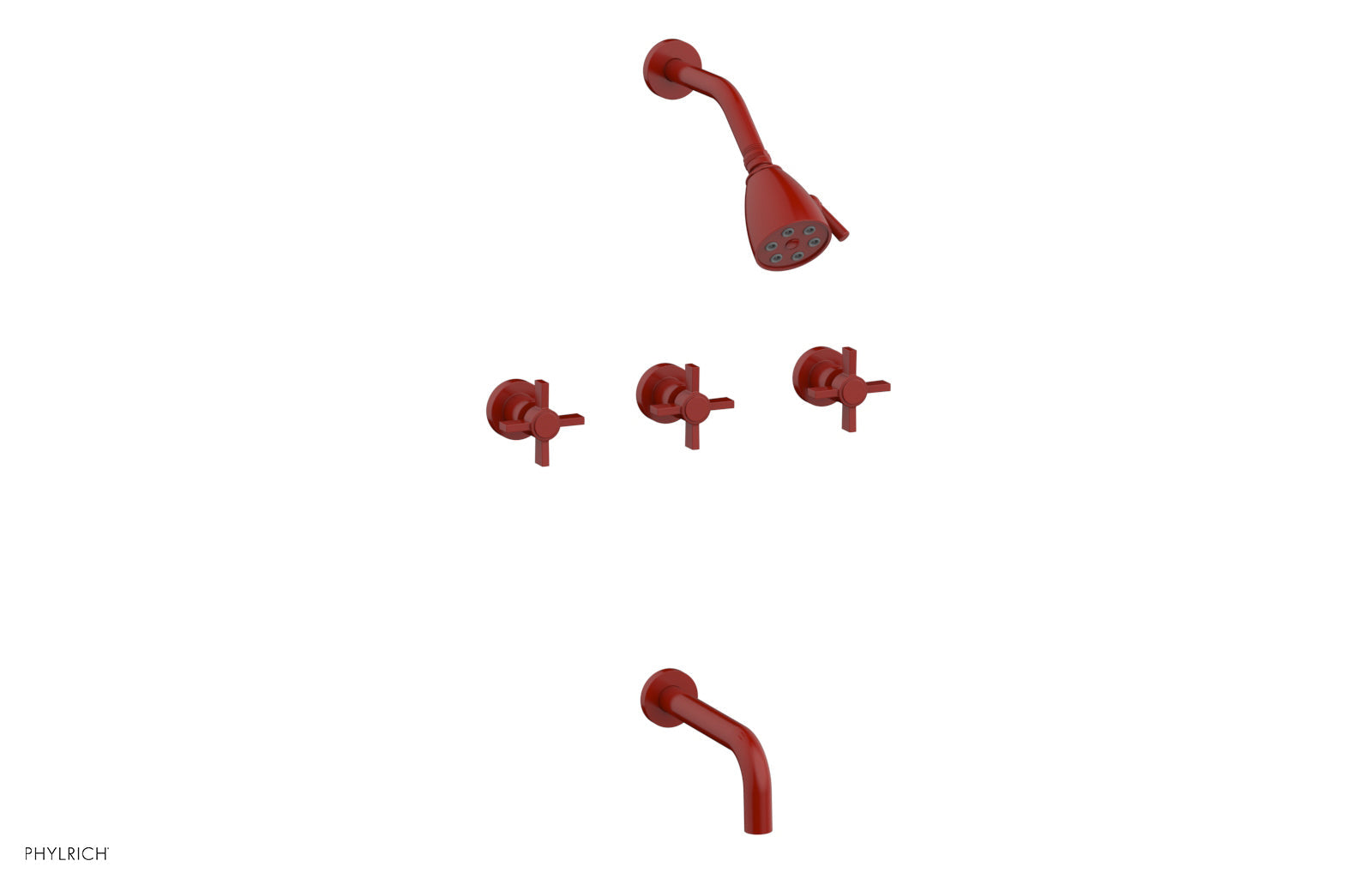 Phylrich BASIC Three Handle Tub and Shower Set 7 1/2" Spout - Blade Cross Handles