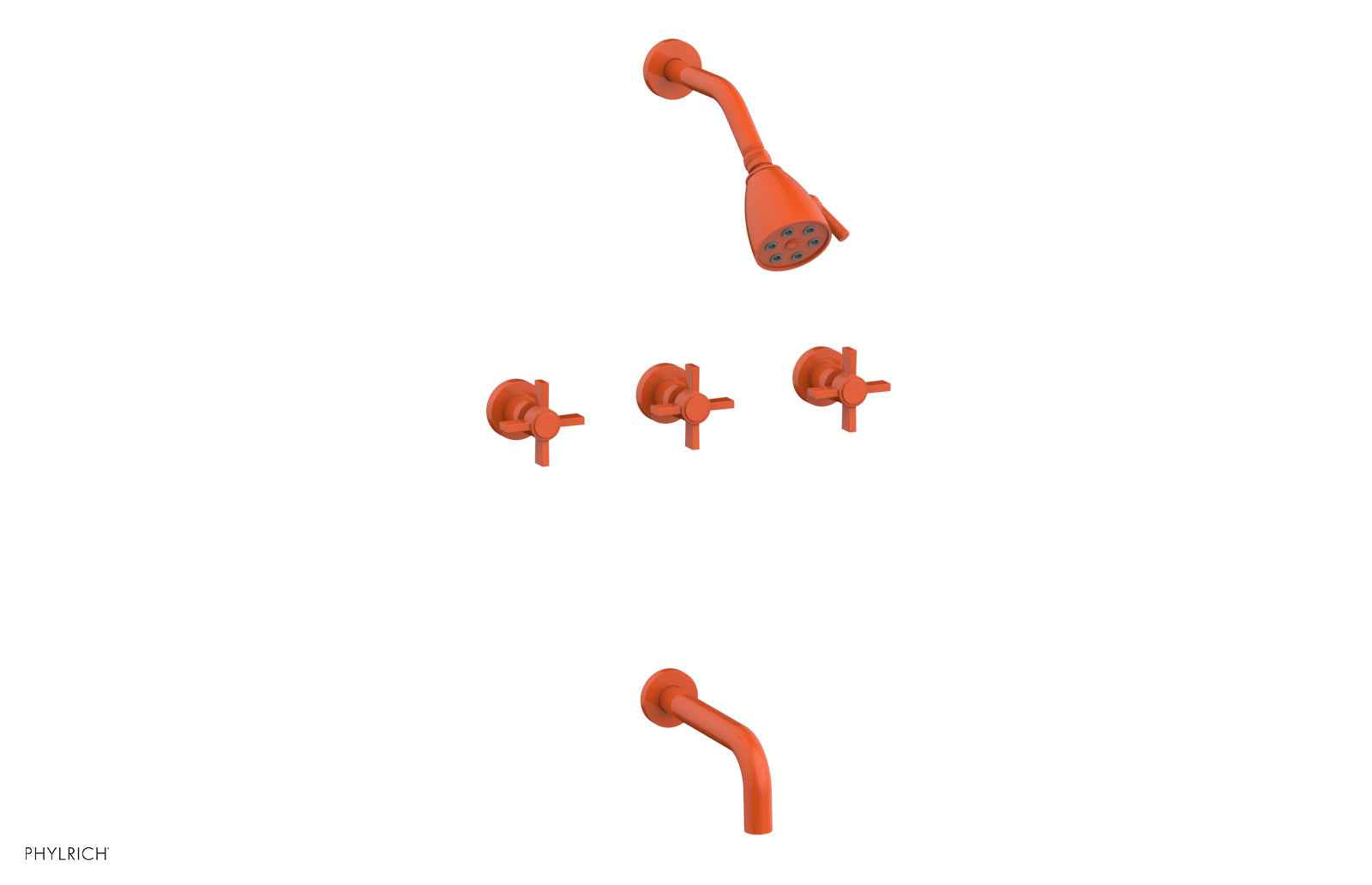 Phylrich BASIC Three Handle Tub and Shower Set 7 1/2" Spout - Blade Cross Handles