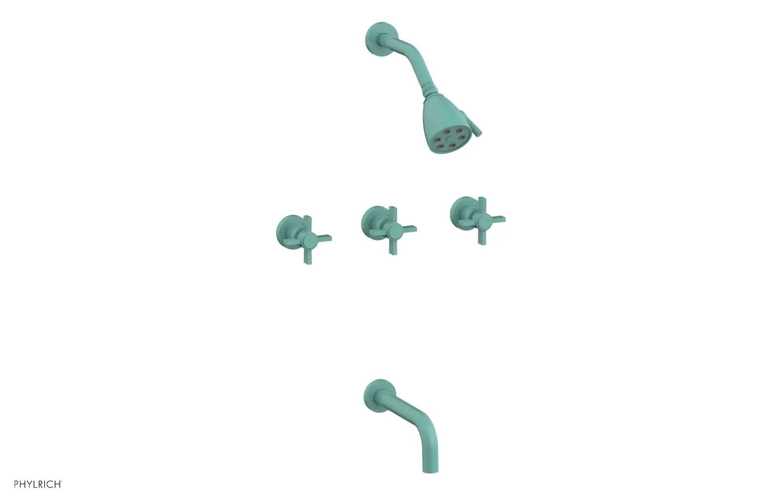 Phylrich BASIC Three Handle Tub and Shower Set 7 1/2" Spout - Blade Cross Handles by Phylrich