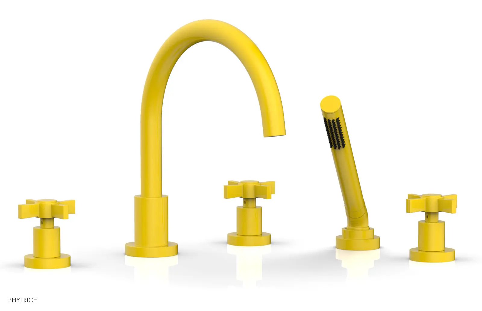 Phylrich BASIC Deck Tub Set with Hand Shower - Blade Cross Handles by Phylrich