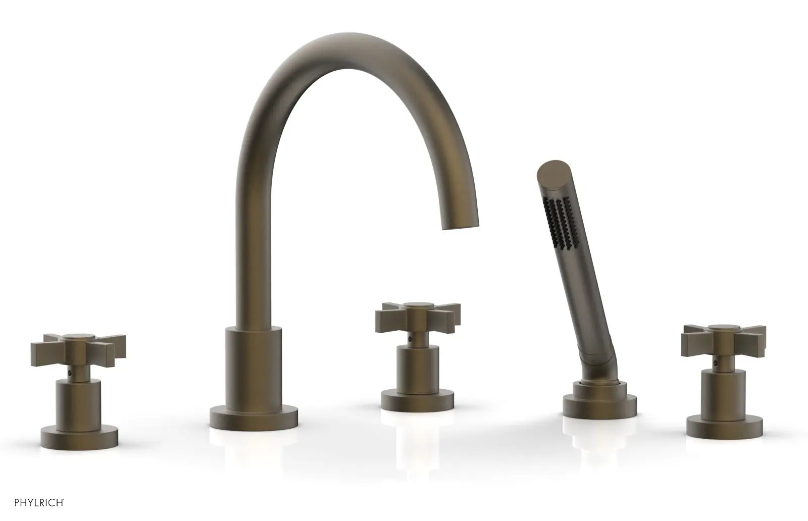 Phylrich BASIC Deck Tub Set with Hand Shower - Blade Cross Handles by Phylrich