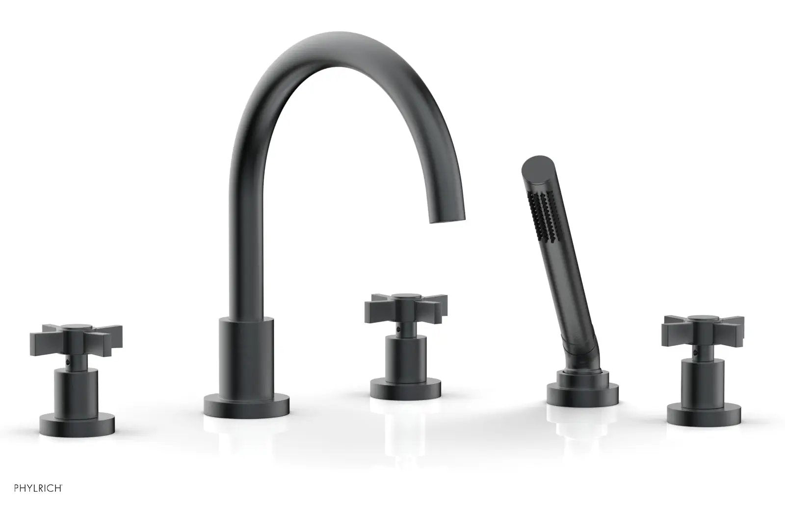 Phylrich BASIC Deck Tub Set with Hand Shower - Blade Cross Handles by Phylrich